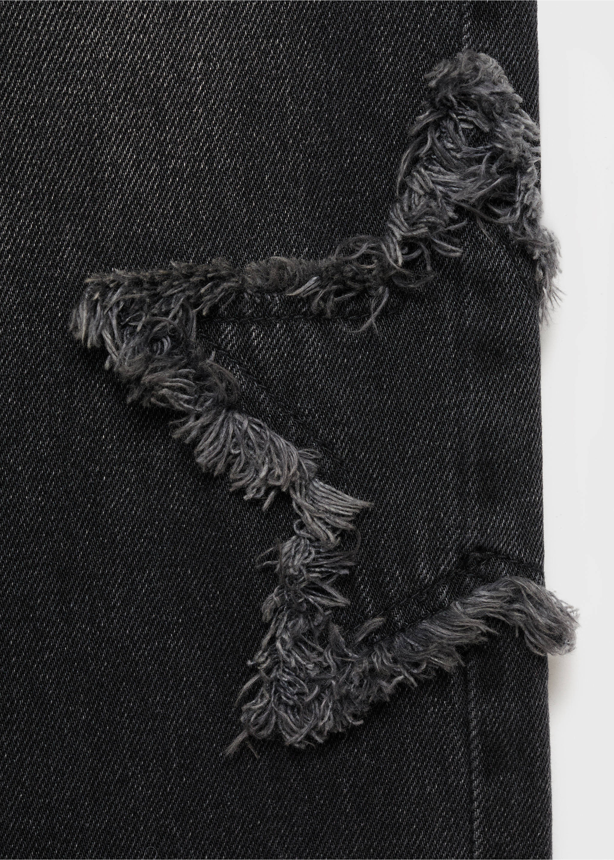 Straight-leg jeans with star embroidery - Details of the article 8, Black denim. Ref: 17022914-00.