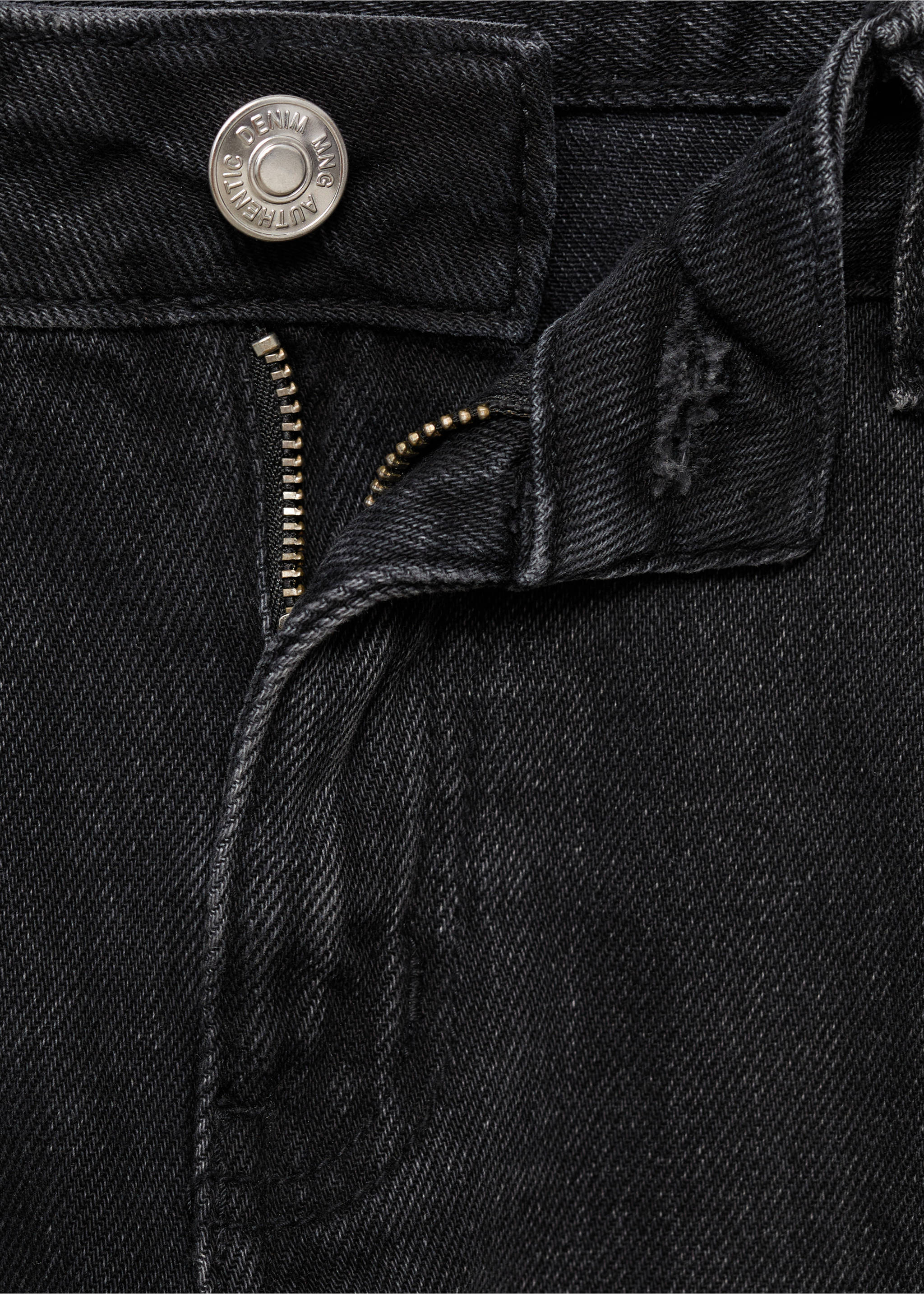 Straight-leg jeans with star embroidery - Details of the article 0, Black denim. Ref: 17022914-00.