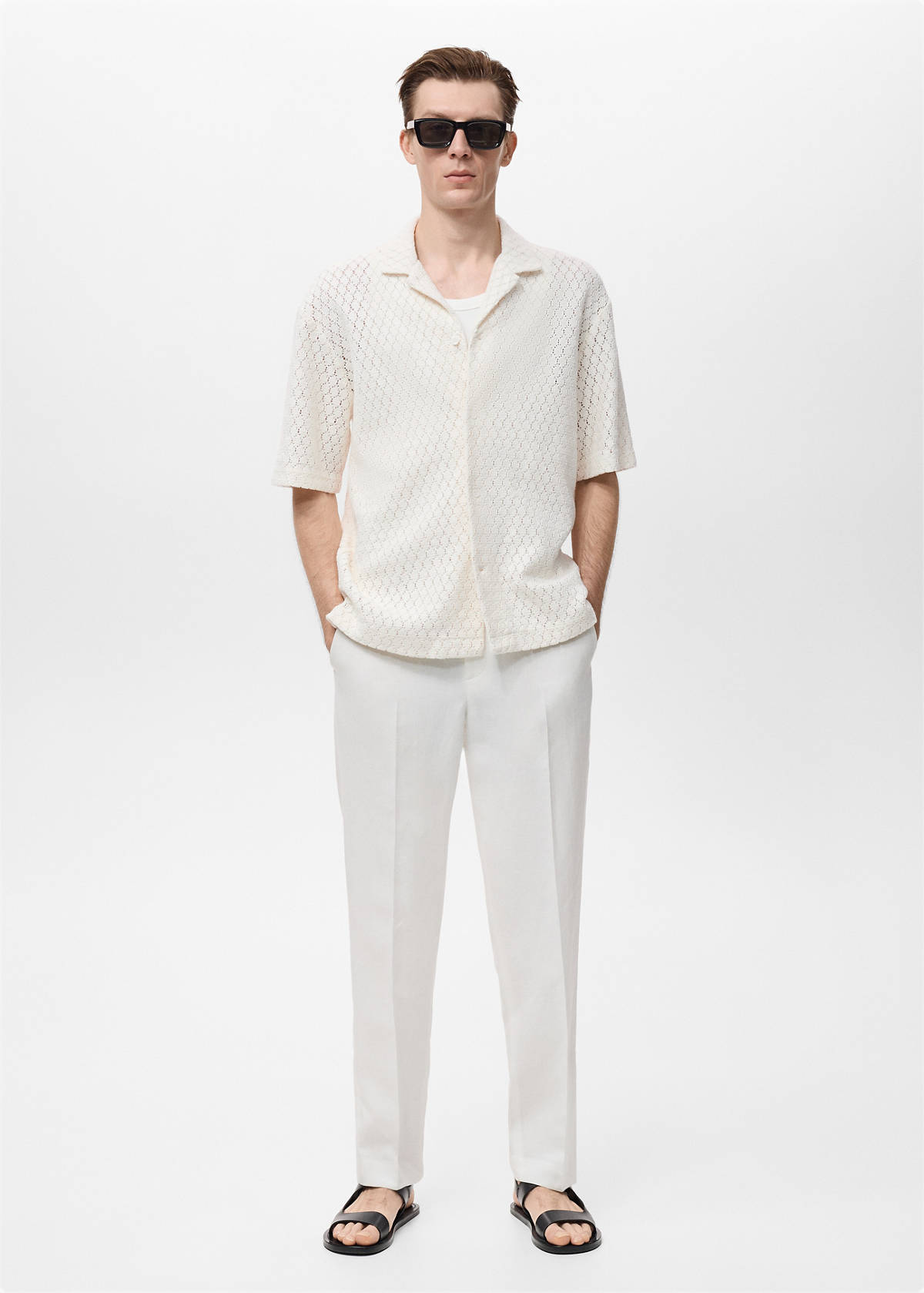 Cotton blouse with openwork detail