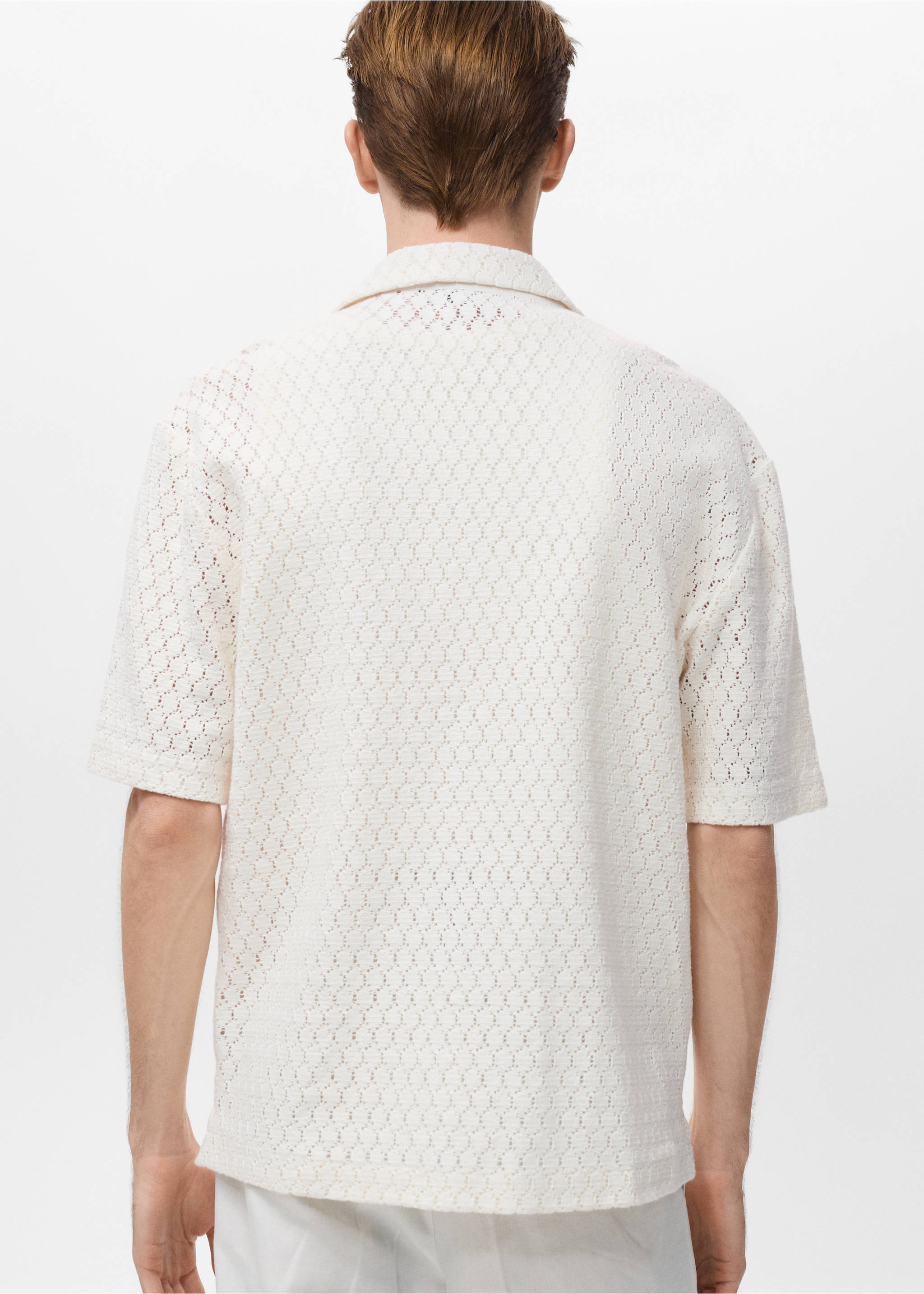 Cotton blouse with openwork detail - Reverse of the article, Off White. Ref: 17022915-00.