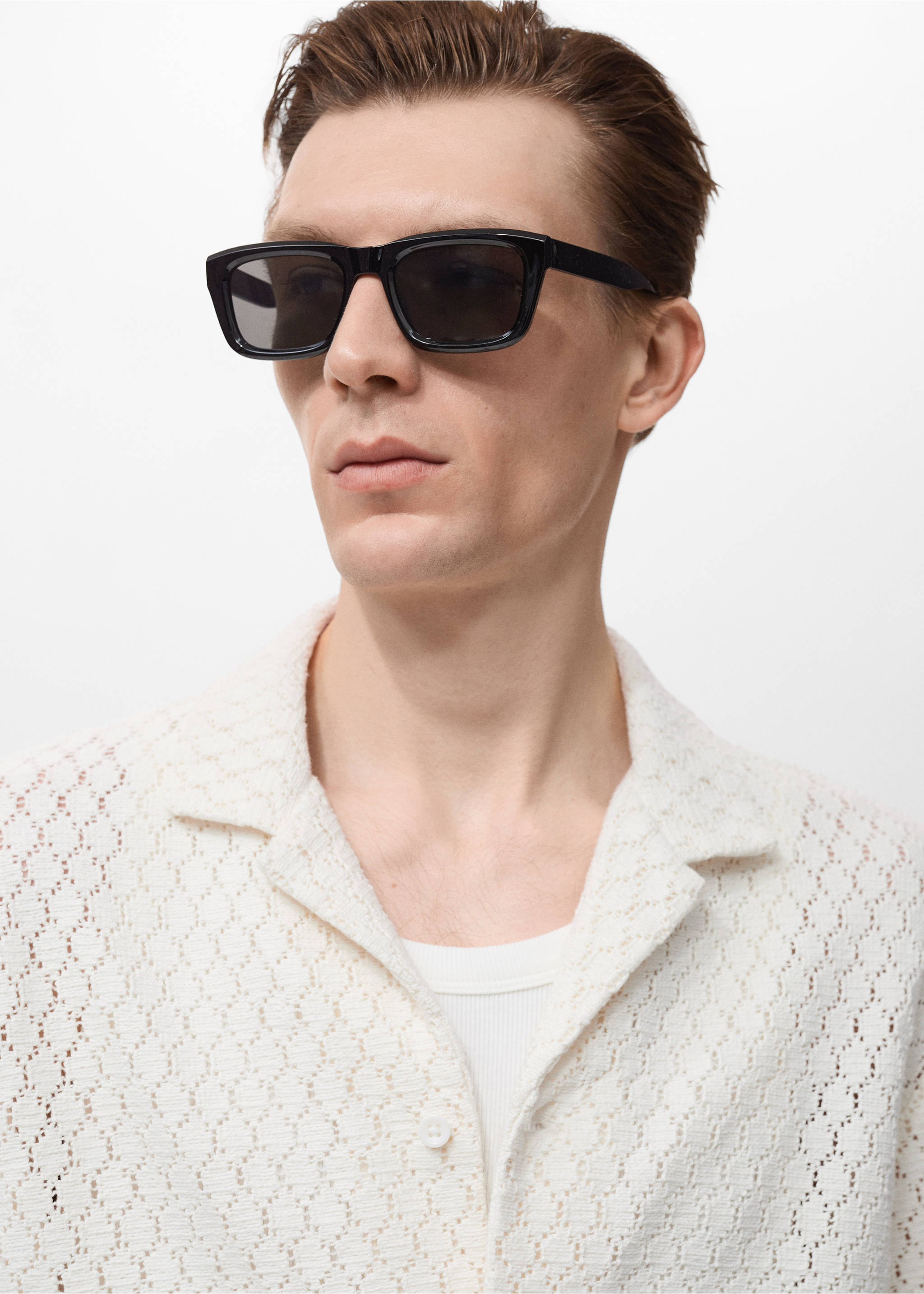 Cotton blouse with openwork detail - Details of the article 1, Off White. Ref: 17022915-00.