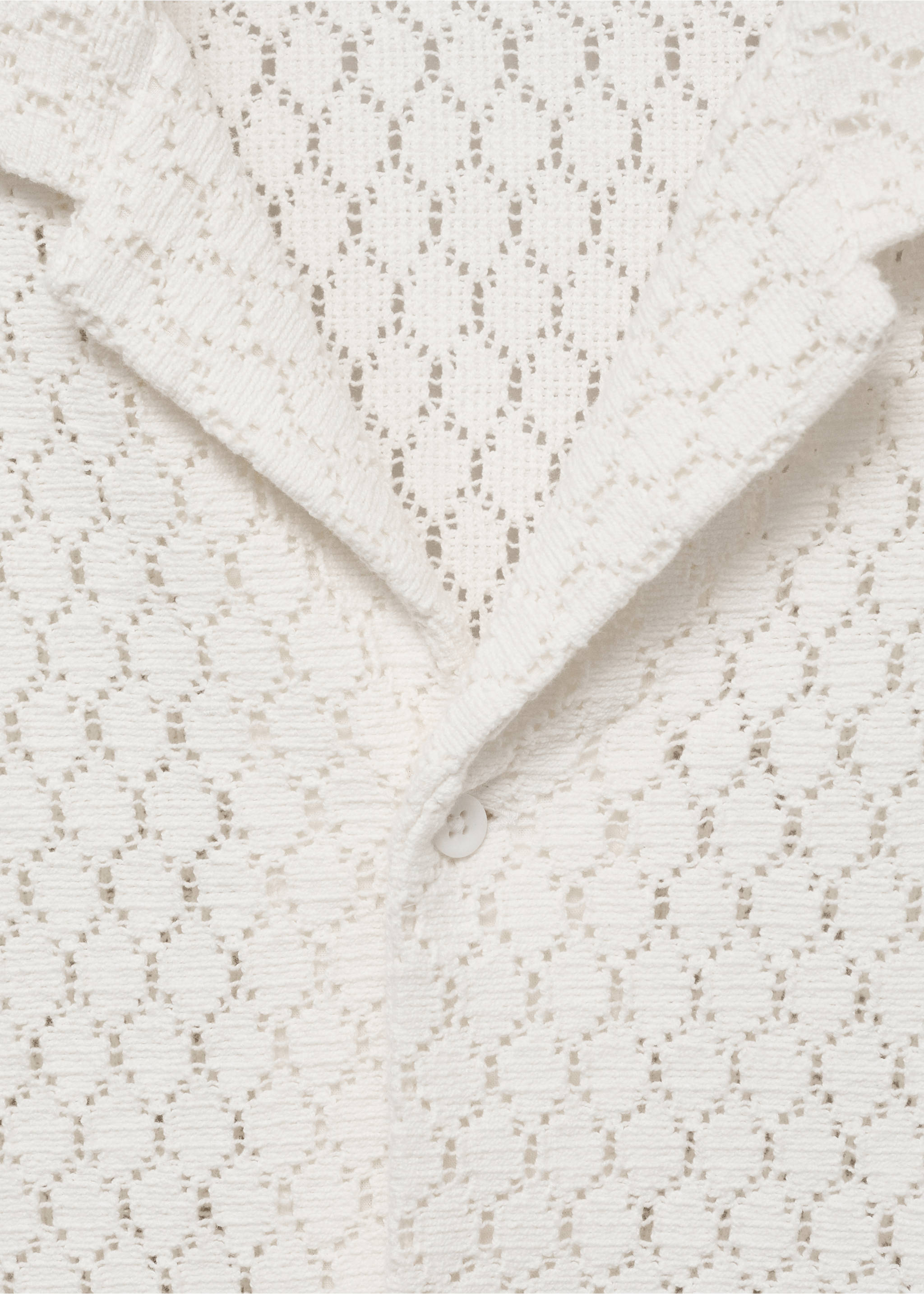 Cotton blouse with openwork detail - Details of the article 8, Off White. Ref: 17022915-00.