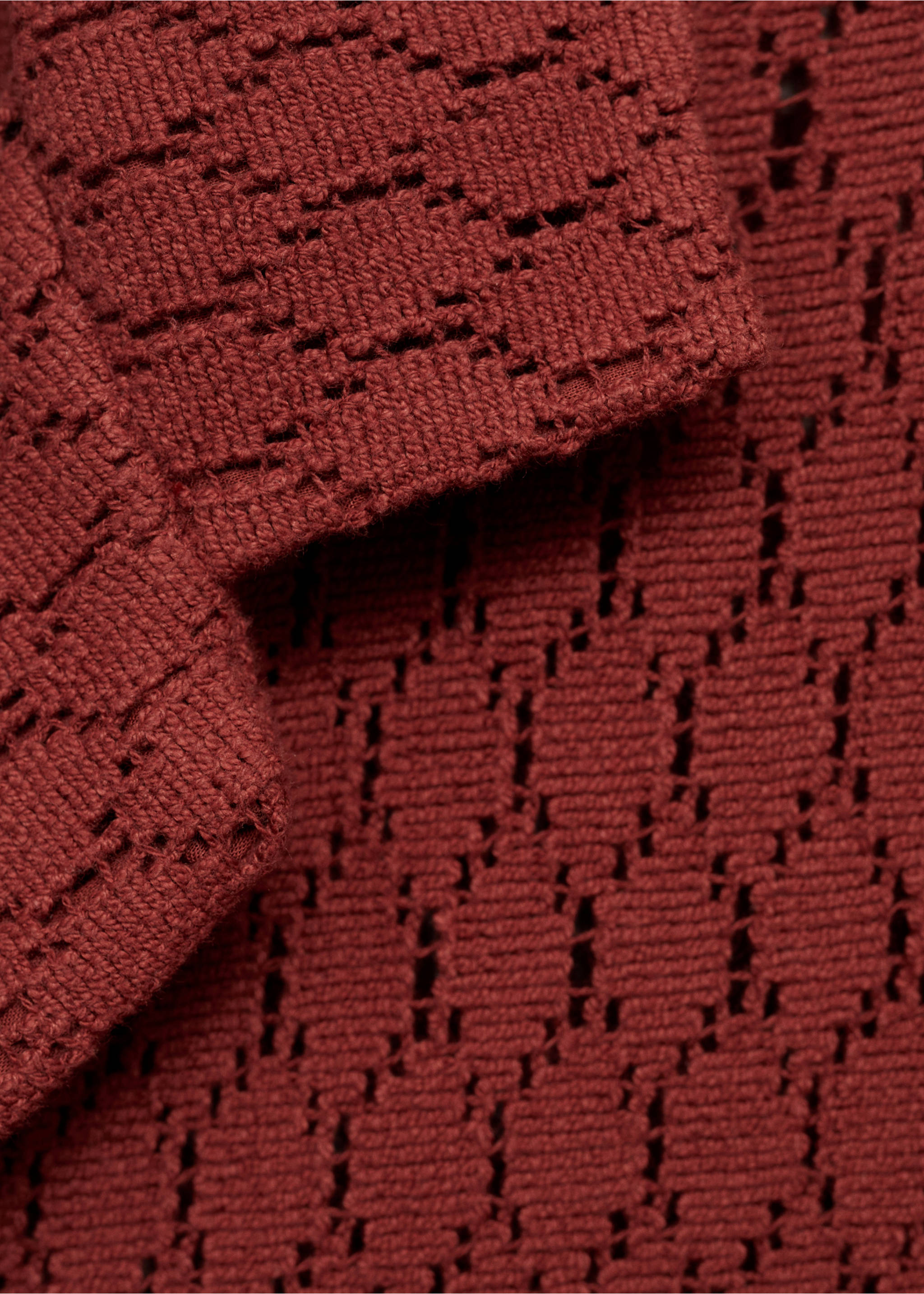 Cotton blouse with openwork detail - Details of the article 8, Cherry. Ref: 17022915-00.