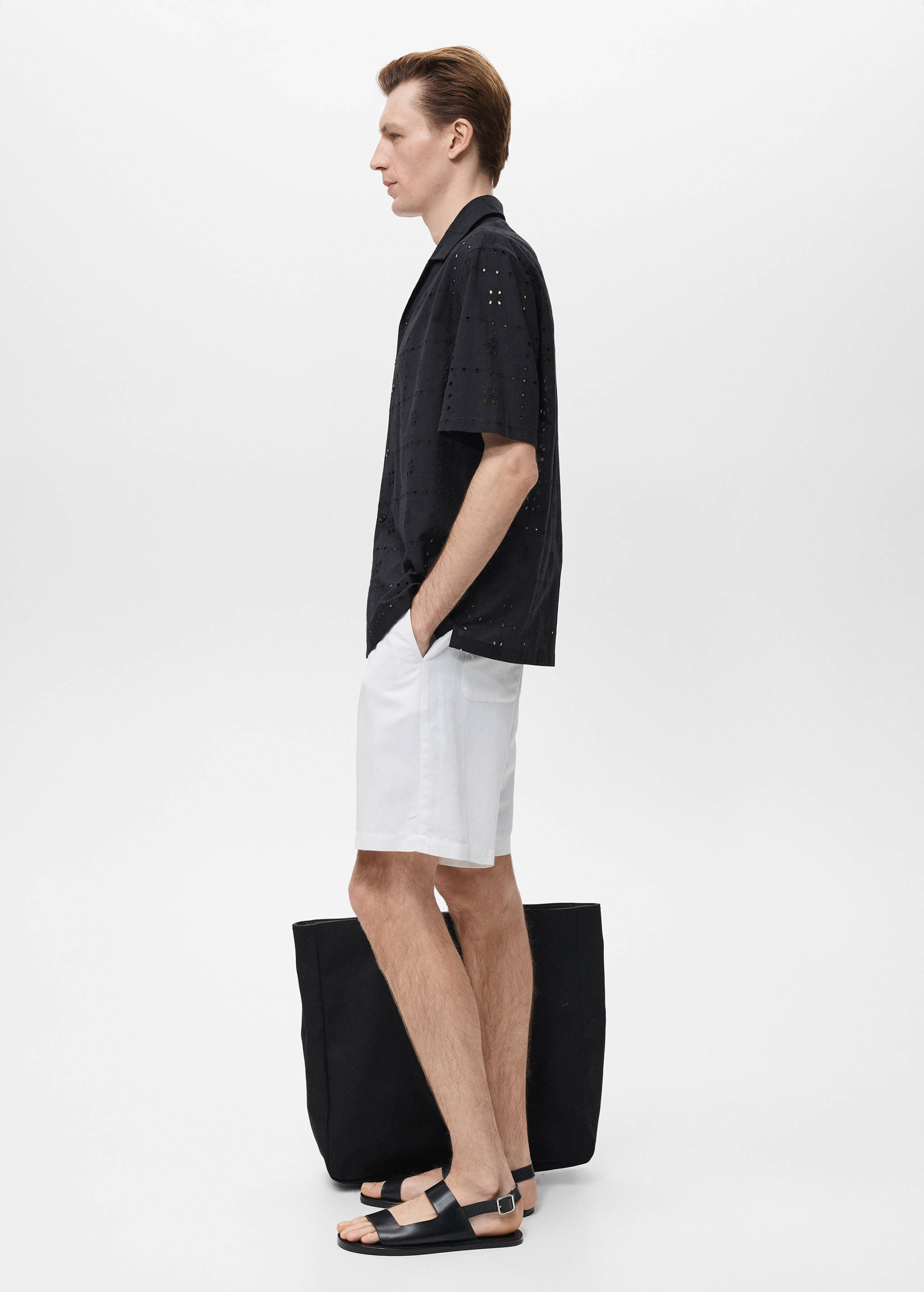 Shirt with embroidered eyelet details - Details of the article 2