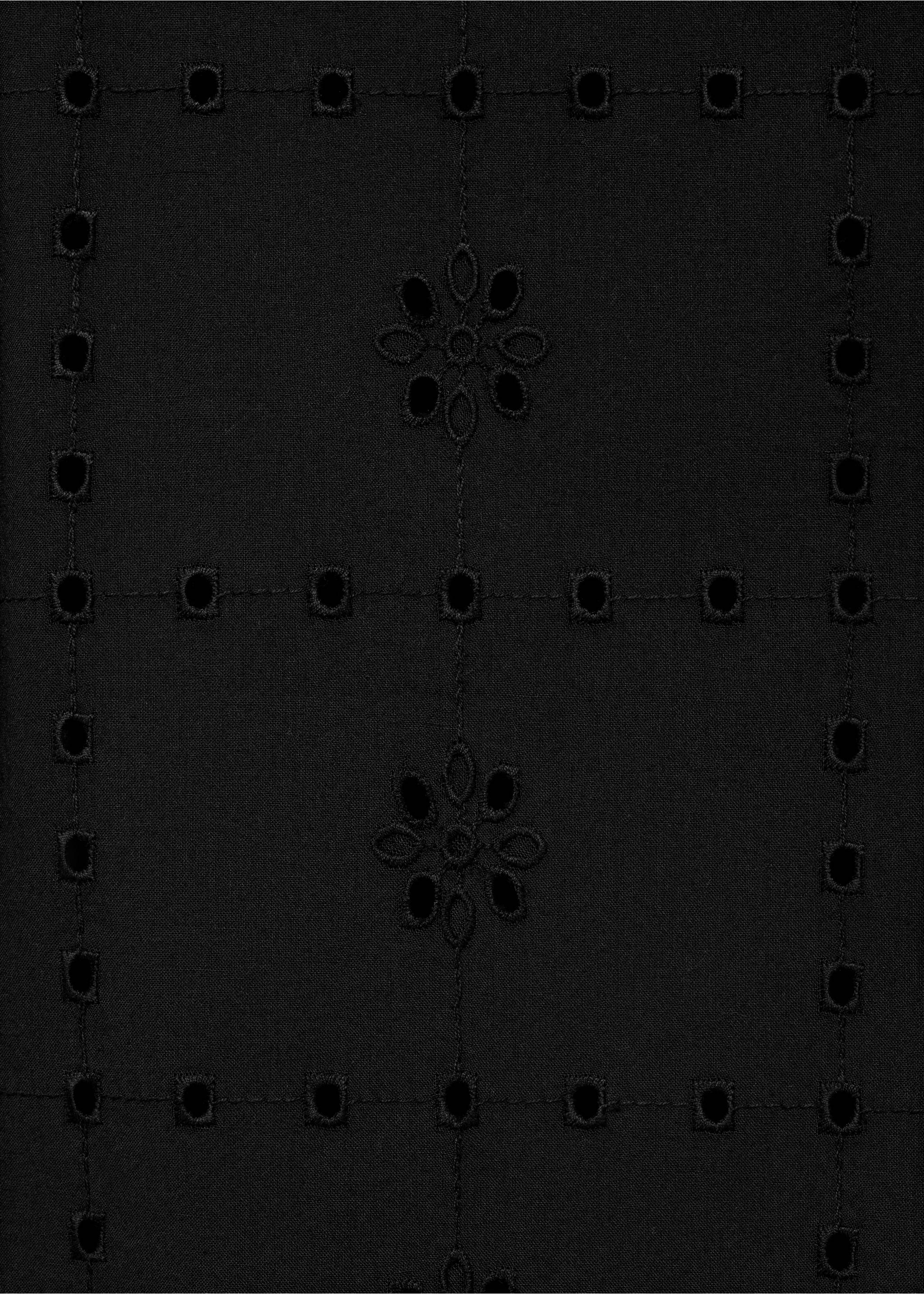 Shirt with embroidered eyelet details - Details of the article 0, Black. Ref: 17022916-00.