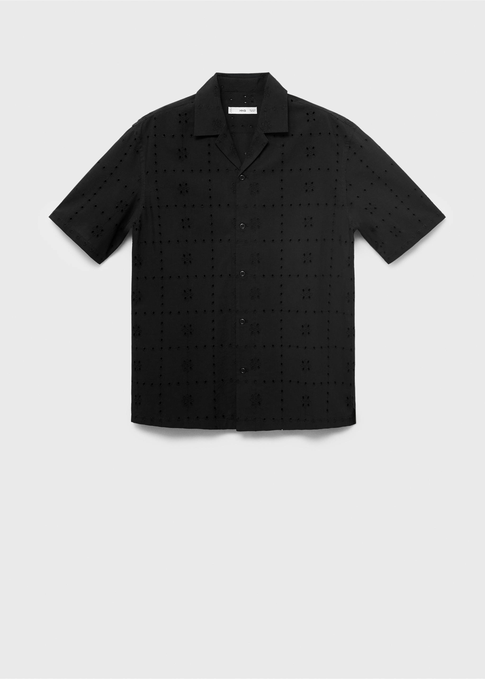 Shirt with embroidered eyelet details - Article without model, Black. Ref: 17022916-00.
