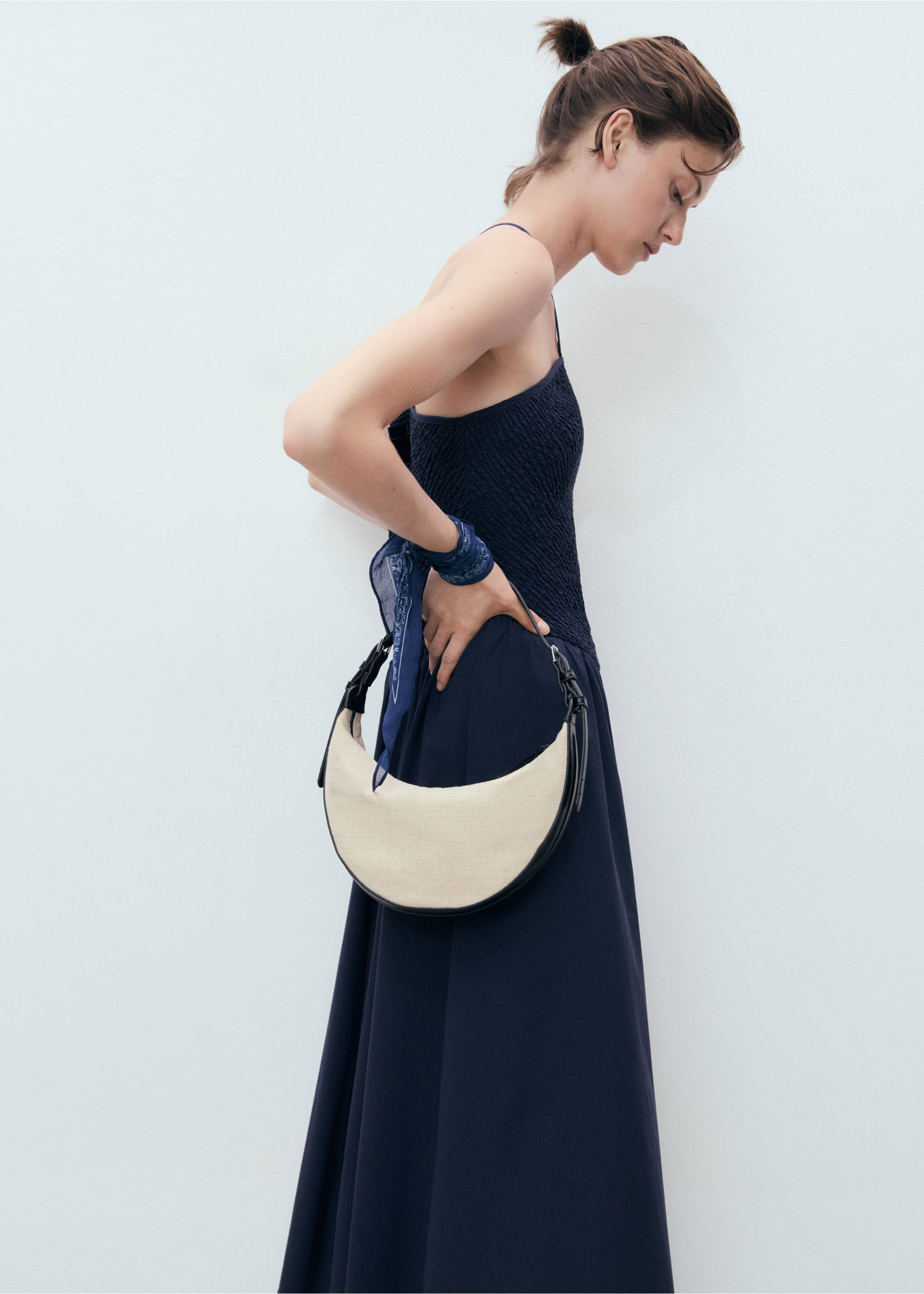Combined halter-neck dress - Medium plane, Dark Navy. Ref: 17022917-00.