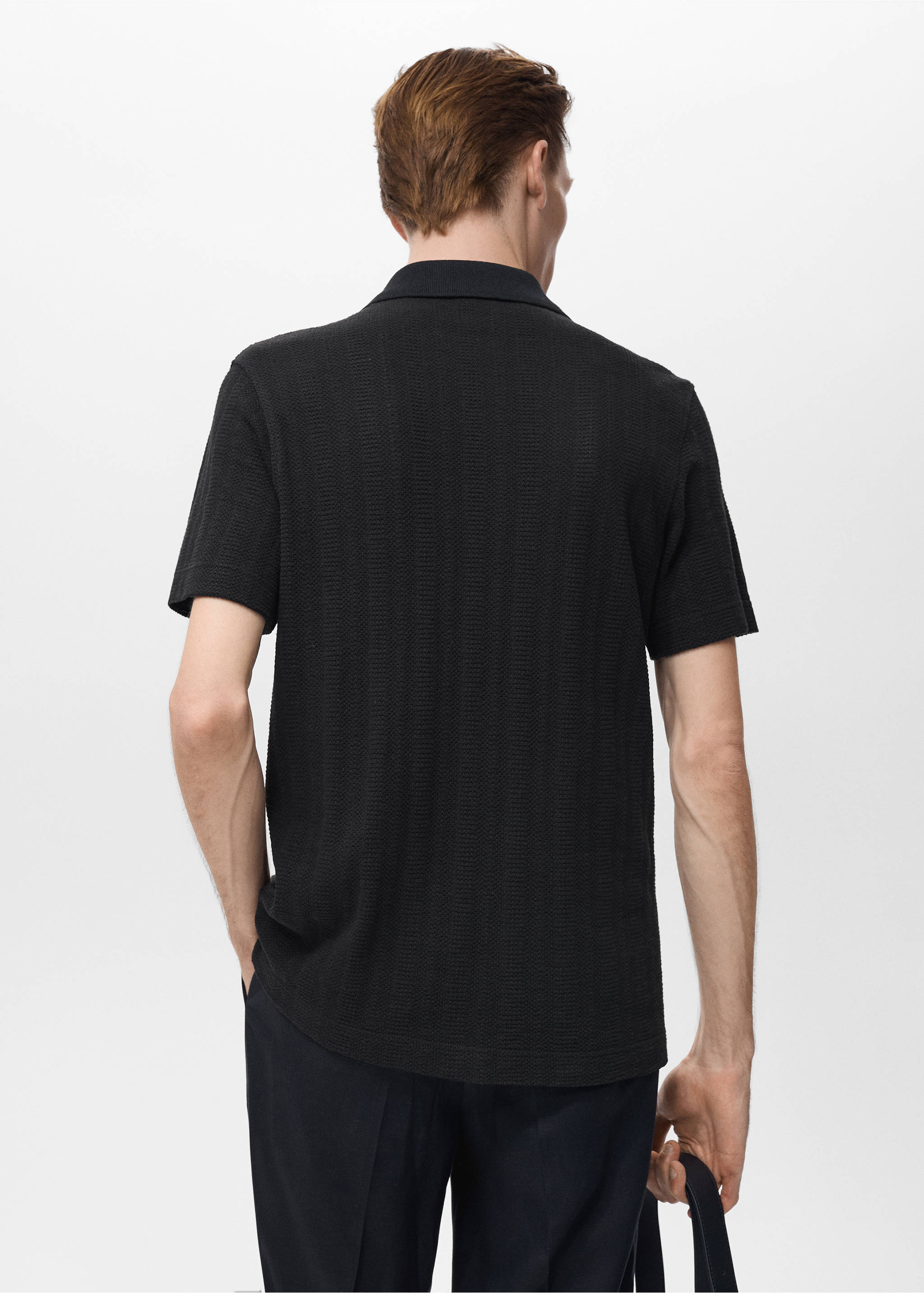 Structured knitted shirt - Reverse of the article, Black. Ref: 17022924-00.