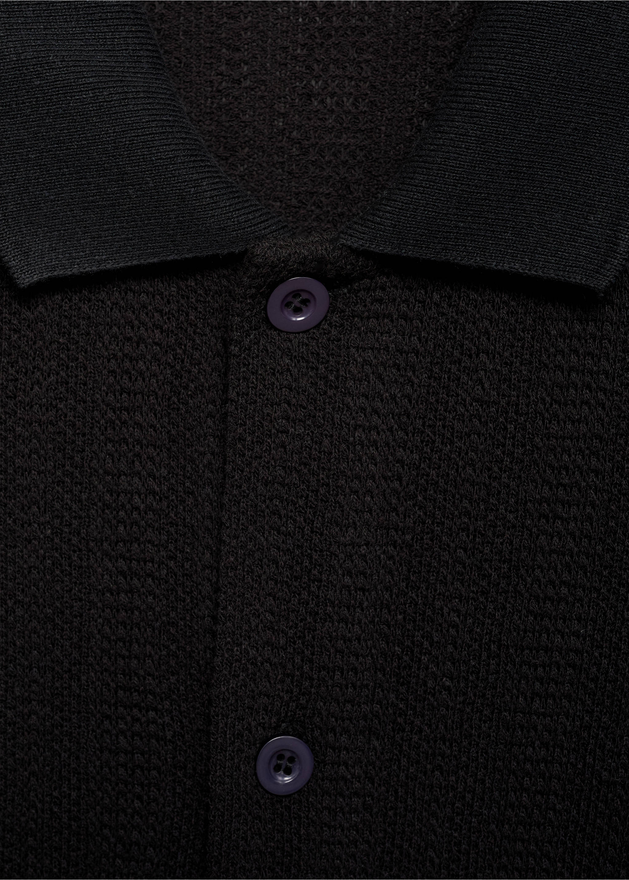 Structured knitted shirt - Details of the article 8, Black. Ref: 17022924-00.