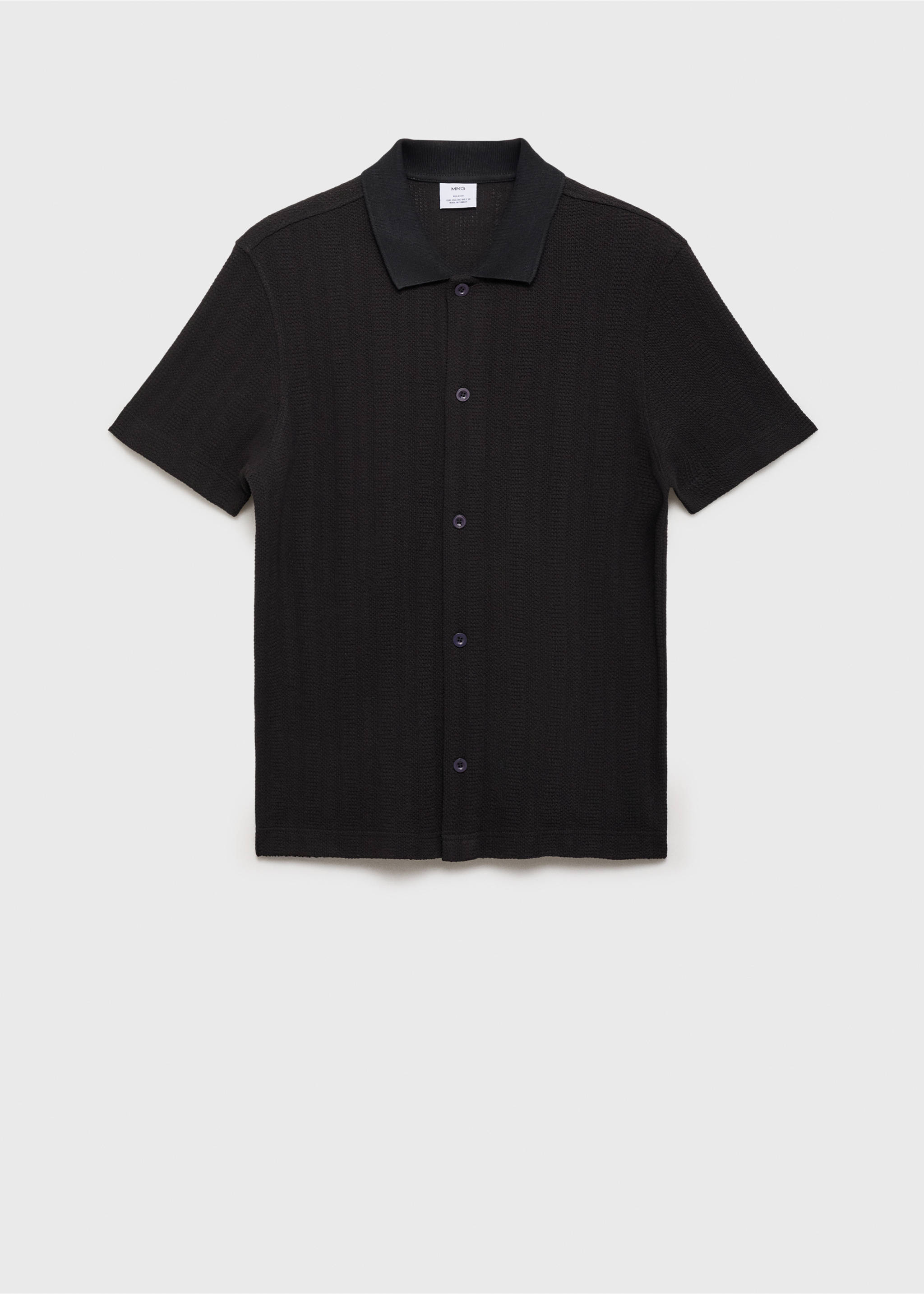 Structured knitted shirt - Article without model, Black. Ref: 17022924-00.