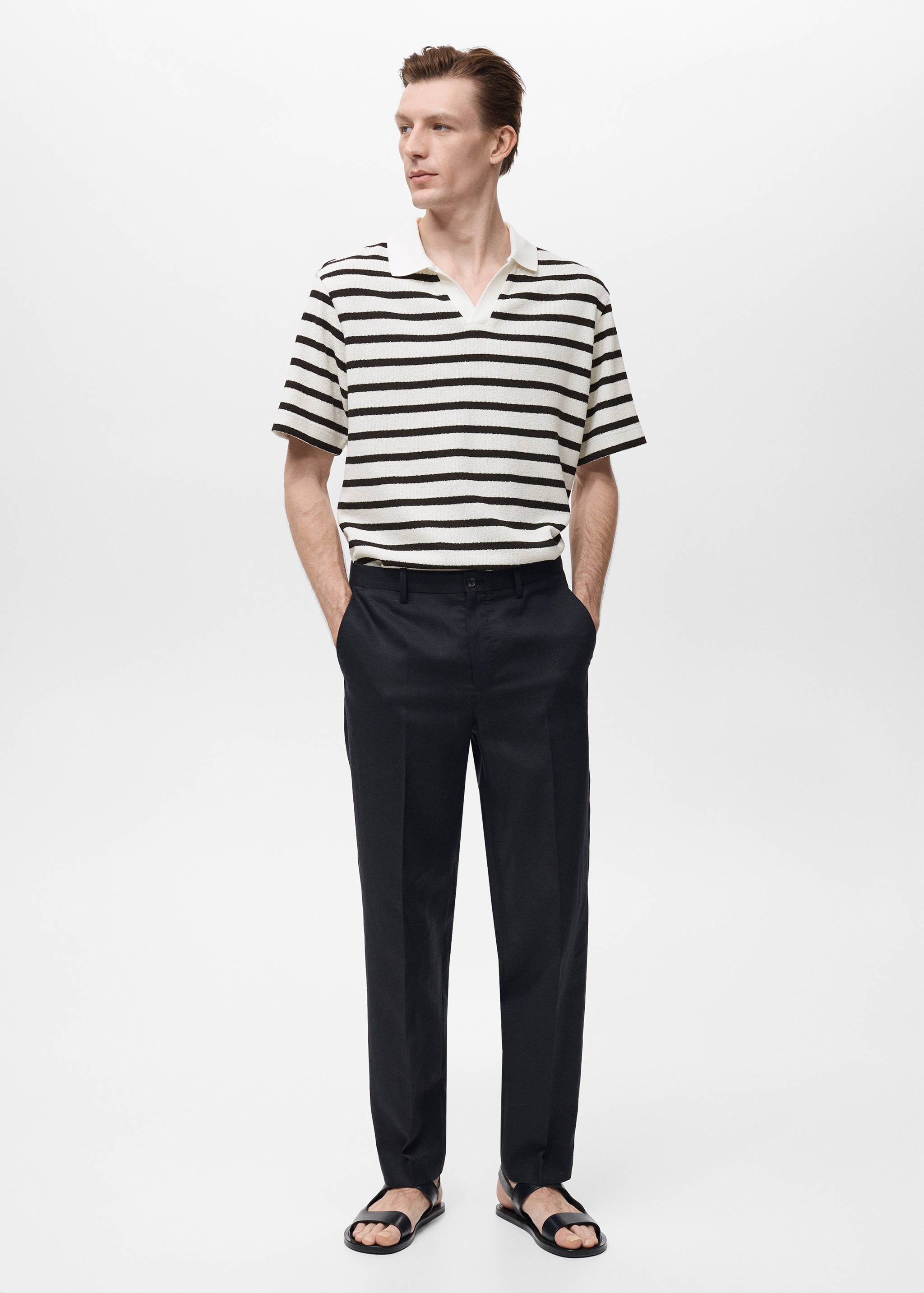 Polo maille structuré rayures - Plan général