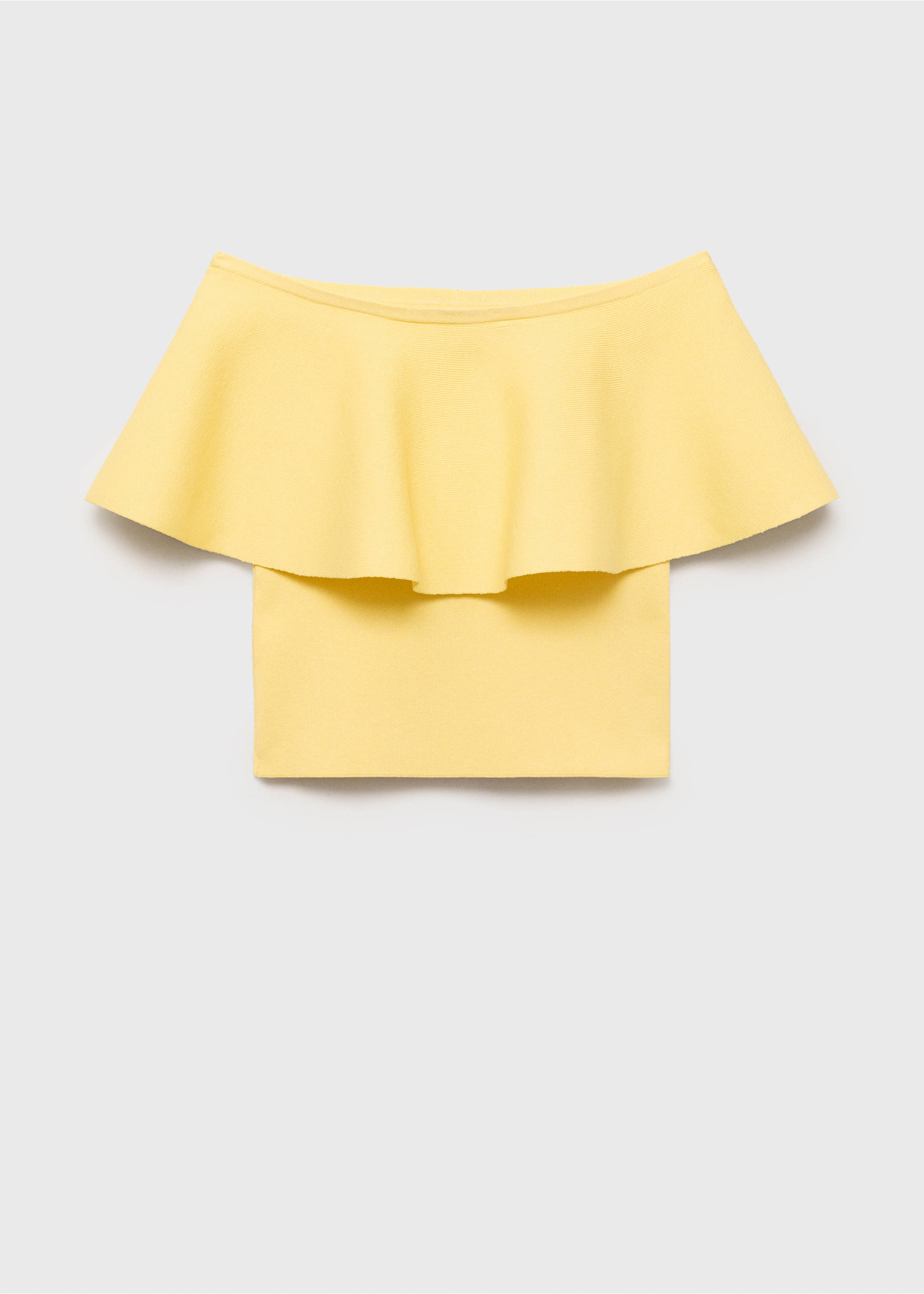Top maxi fără bretele cu volan - Articol fără model, Galben pastelat. Ref: 17022929-00.