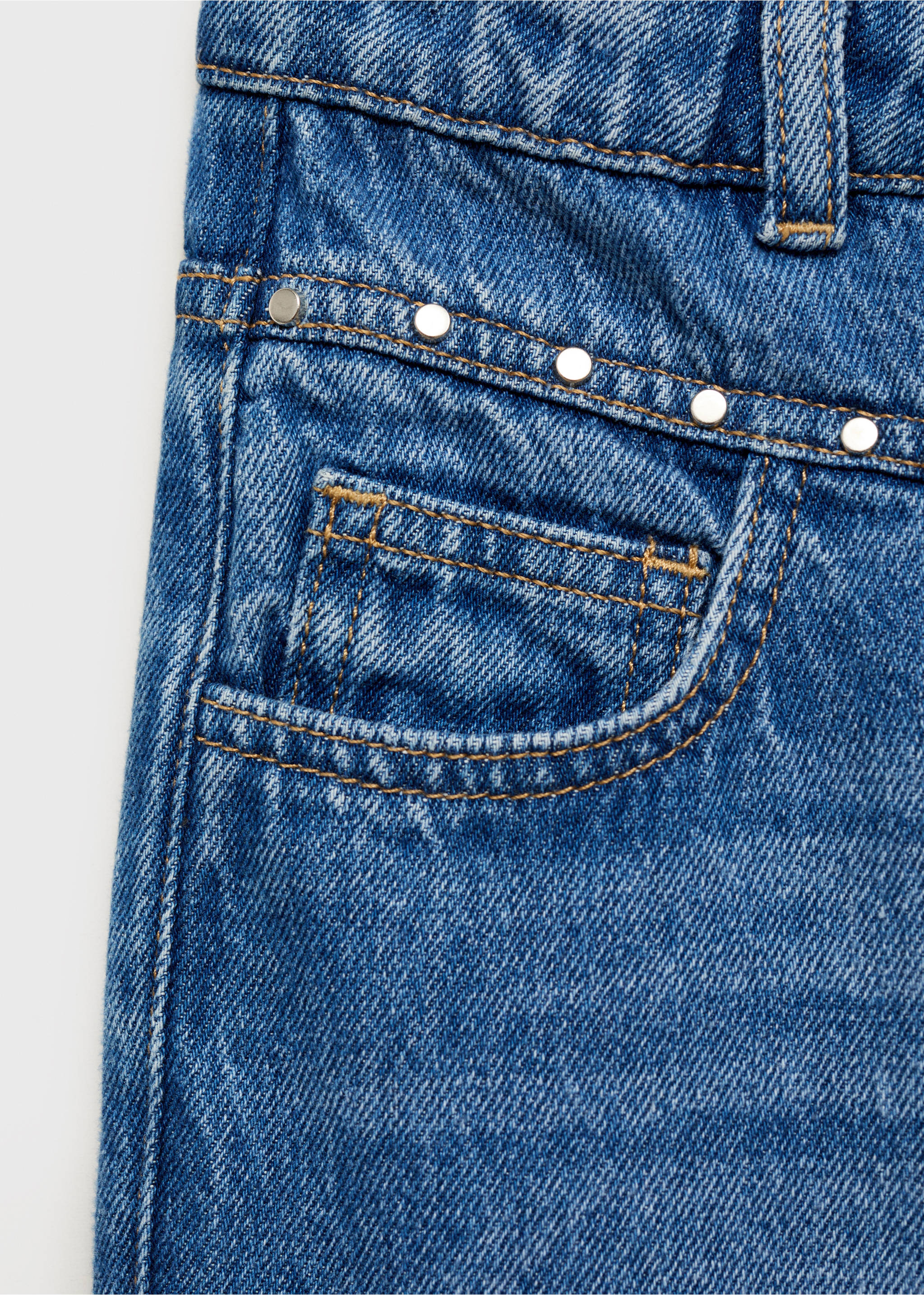 Wide leg jeans with studs - Details of the article 0, Dark Blue. Ref: 17023277-00.