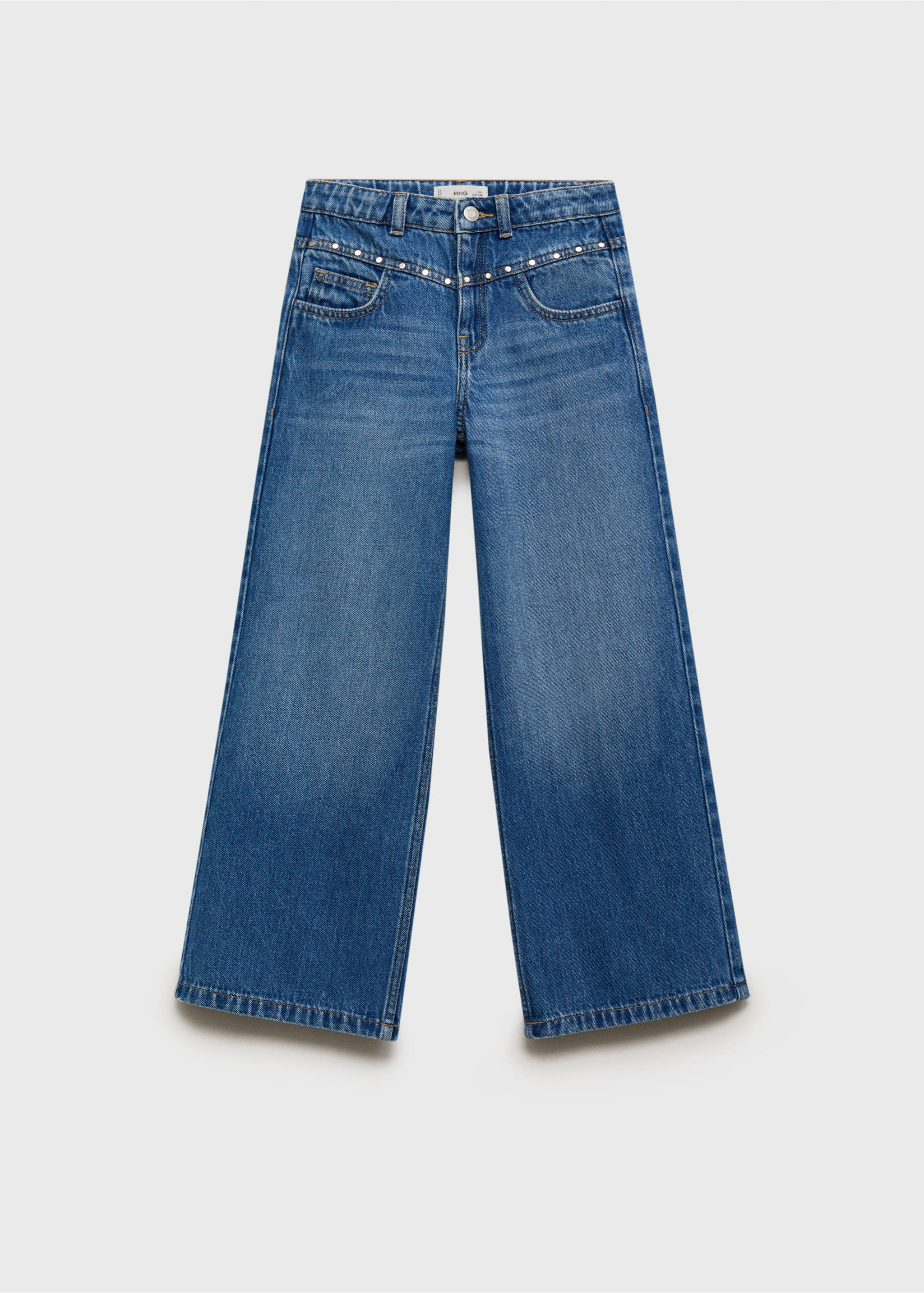 Wide leg jeans with studs - Article without model, Dark Blue. Ref: 17023277-00.