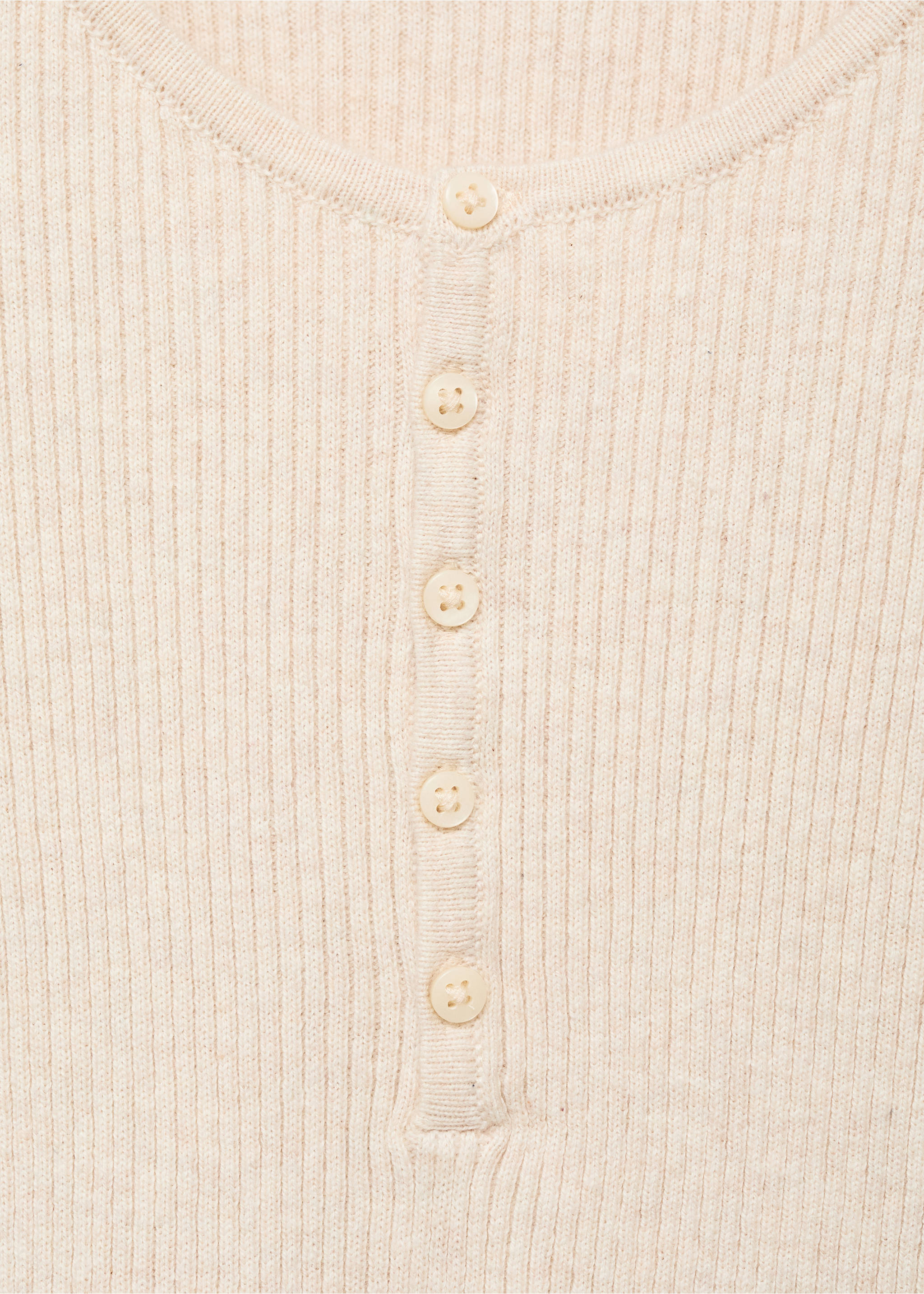 Ribbed sweater with buttons - Details of the article 8, Beige. Ref: 17023279-00.