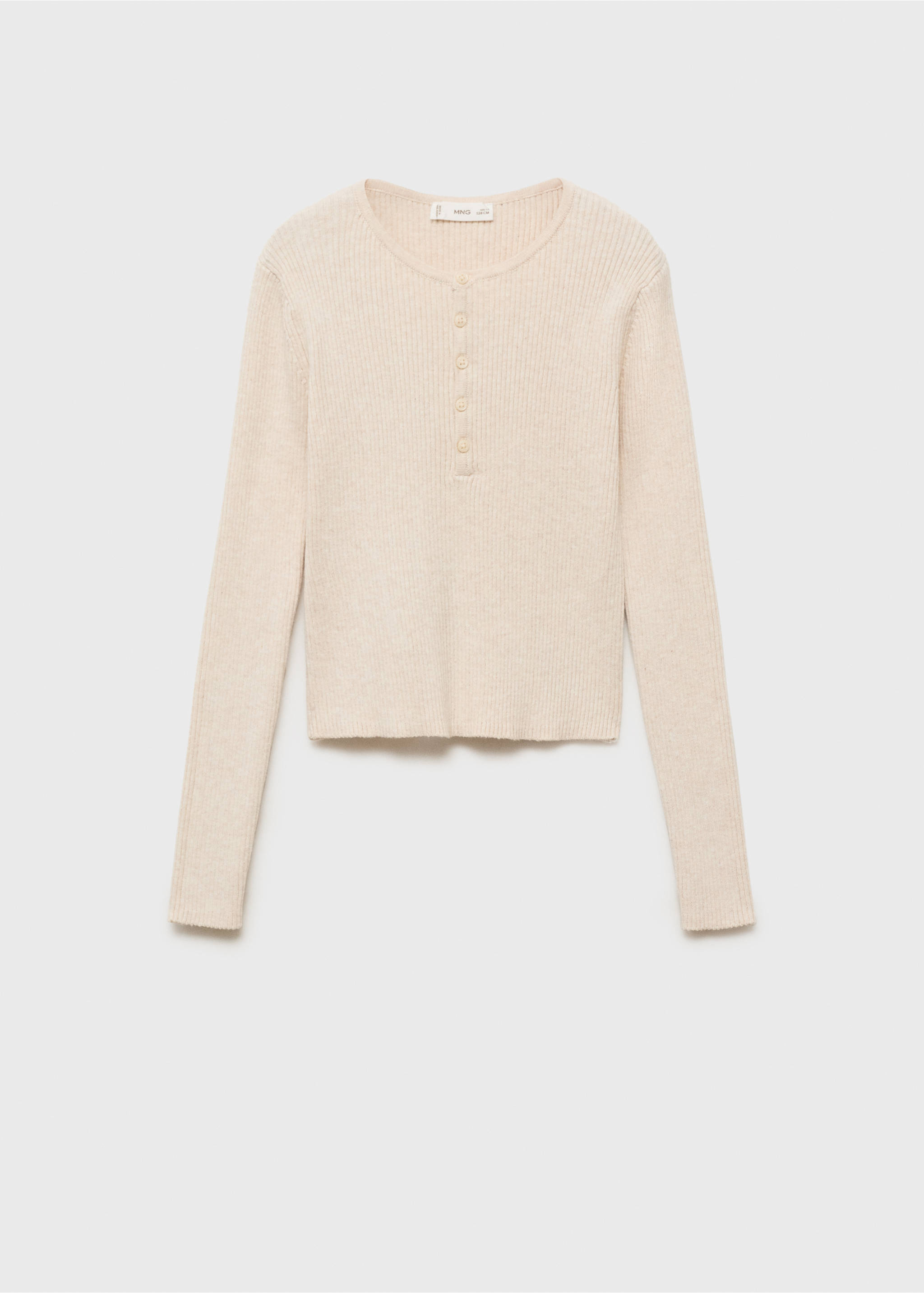 Ribbed sweater with buttons - Article without model, Beige. Ref: 17023279-00.