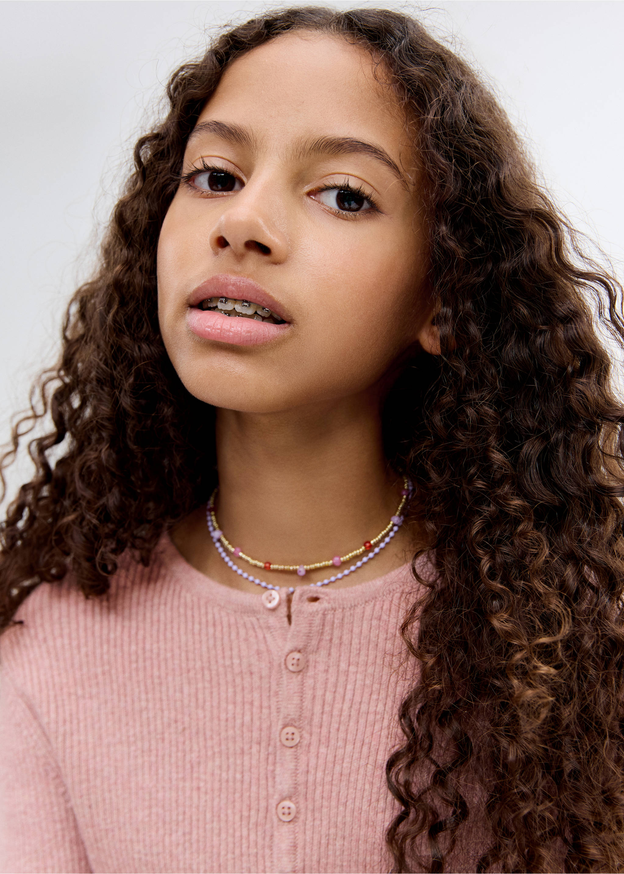 Ribbed sweater with buttons - Details of the article 1, Pink. Ref: 17023279-00.