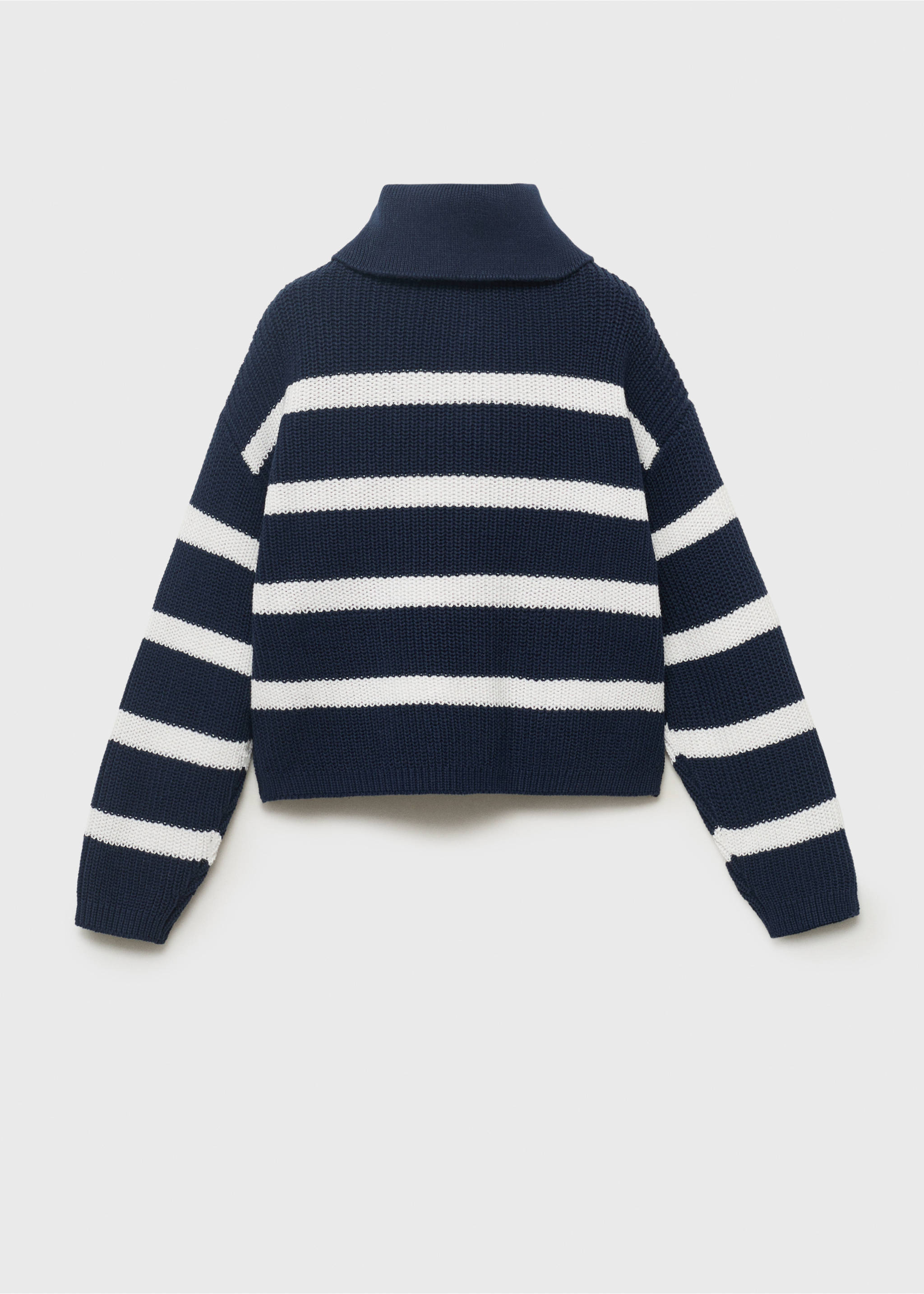 Knitted sweater with perkins neck - Reverse of the article, Navy. Ref: 17023281-00.