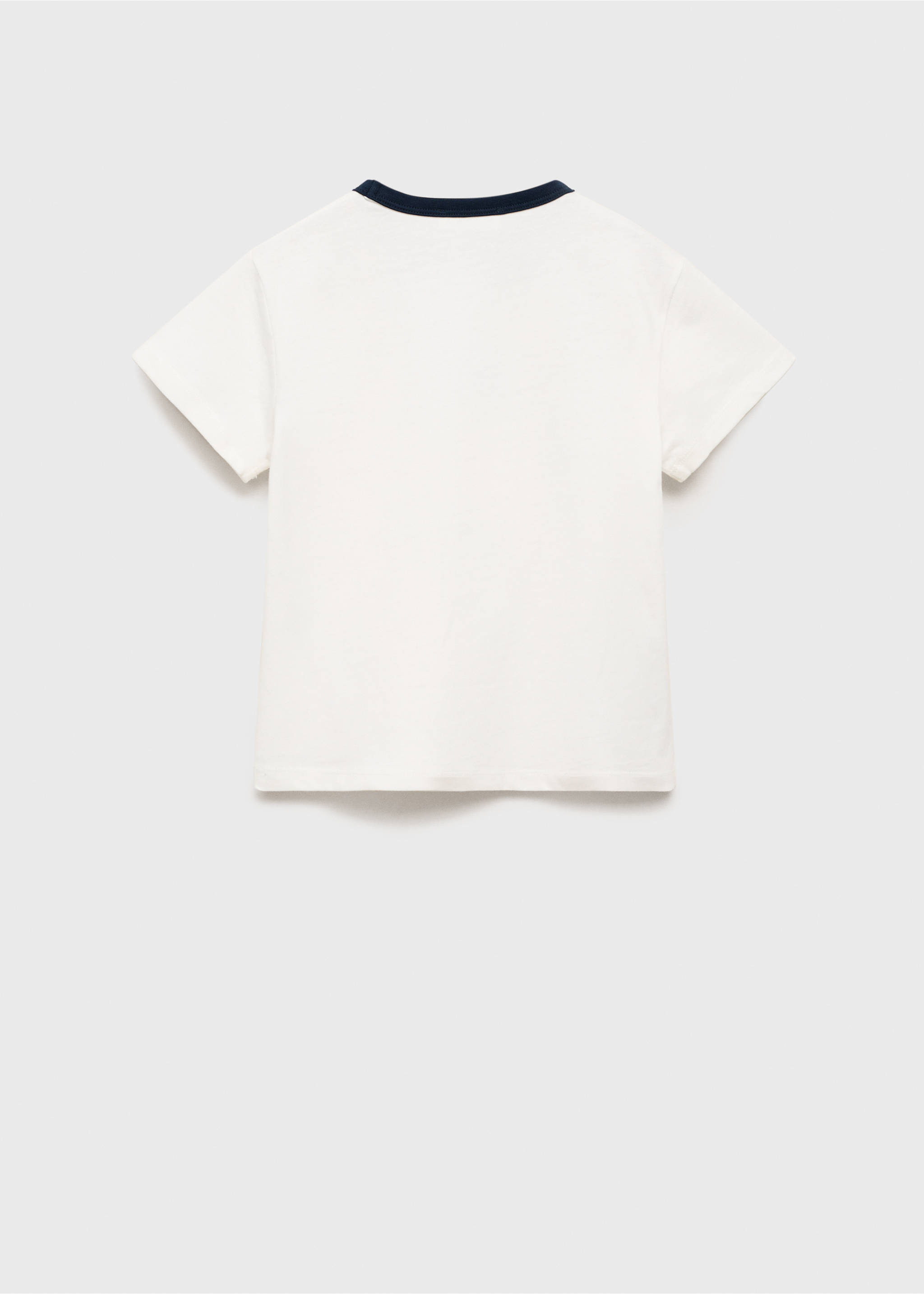 T-shirt brodé avec col contrastant - Verso de l’article, Blanc cassé. Ref: 17023284-00.