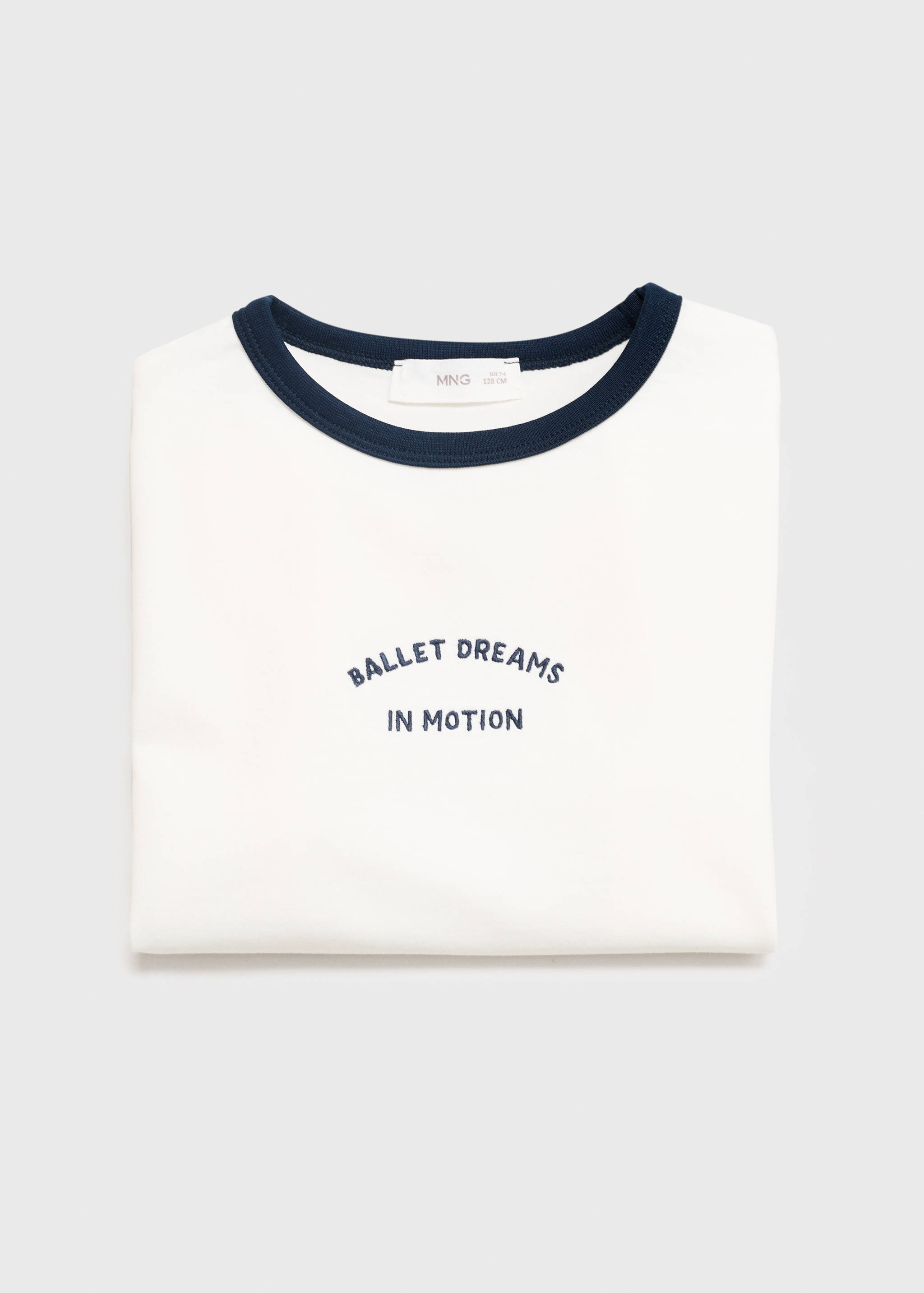 T-shirt brodé avec col contrastant - Détail de l'article 0