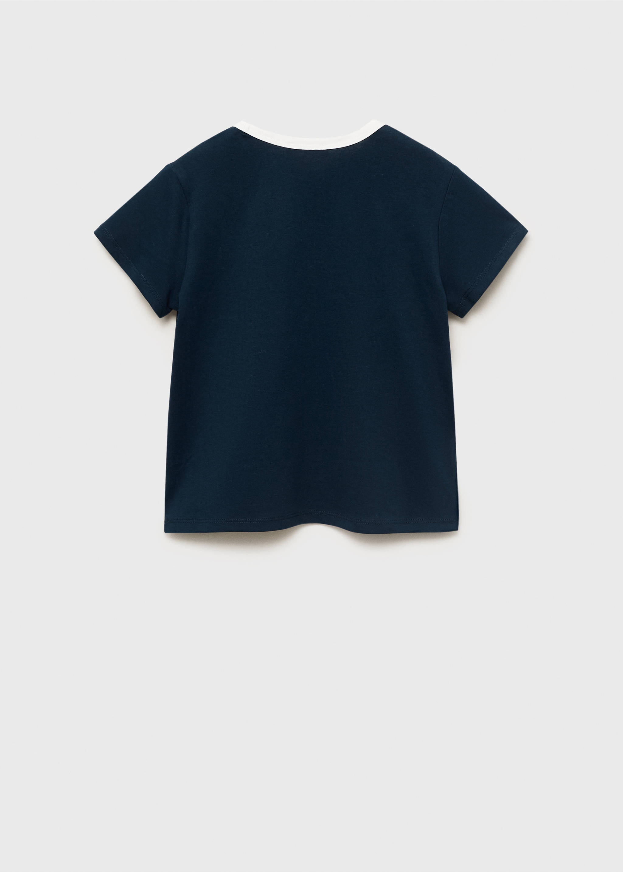 T-shirt with embroidered contrasting collar - Reverse of the article, Navy. Ref: 17023284-00.