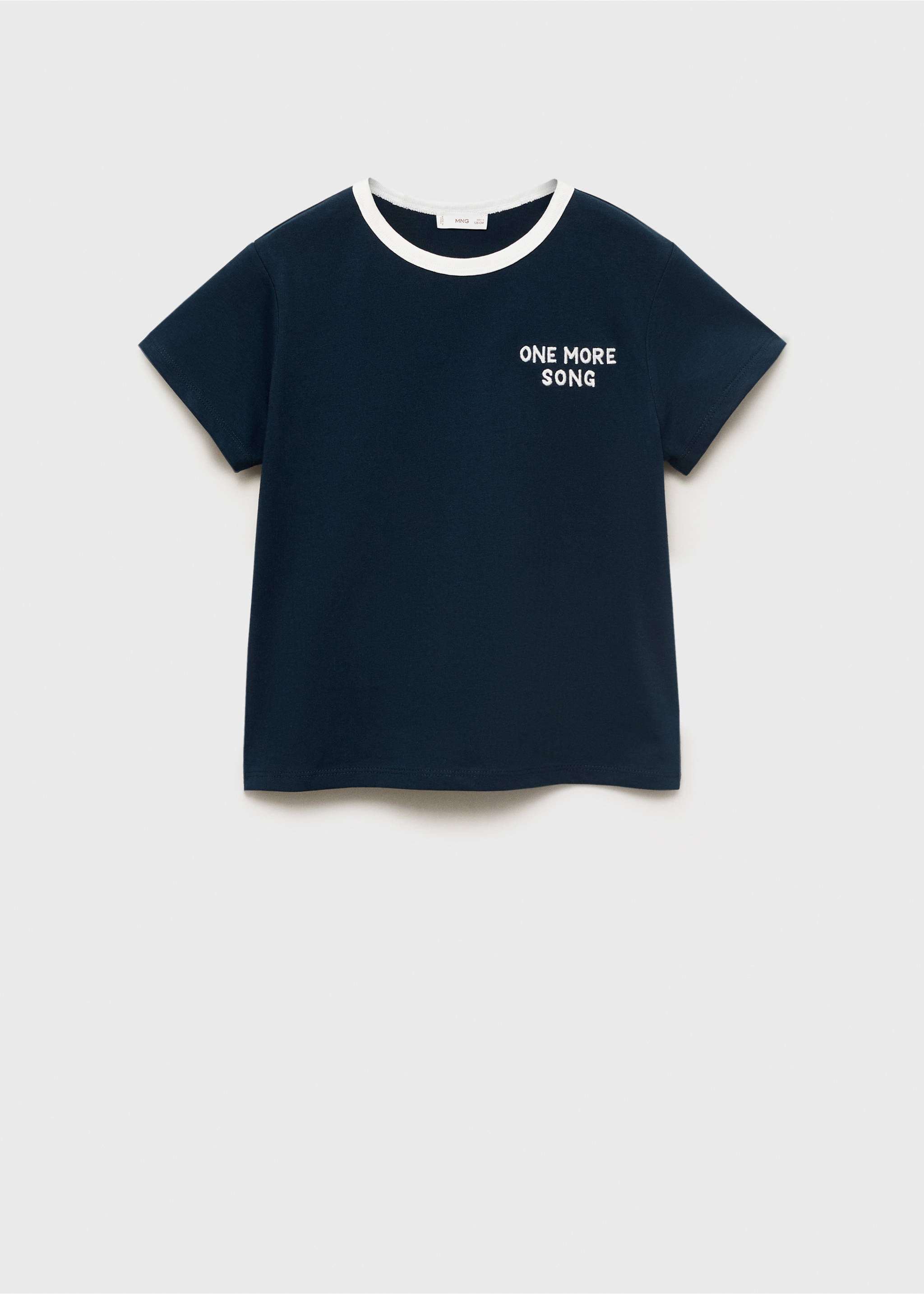 T-shirt with embroidered contrasting collar - Article without model, Navy. Ref: 17023284-00.
