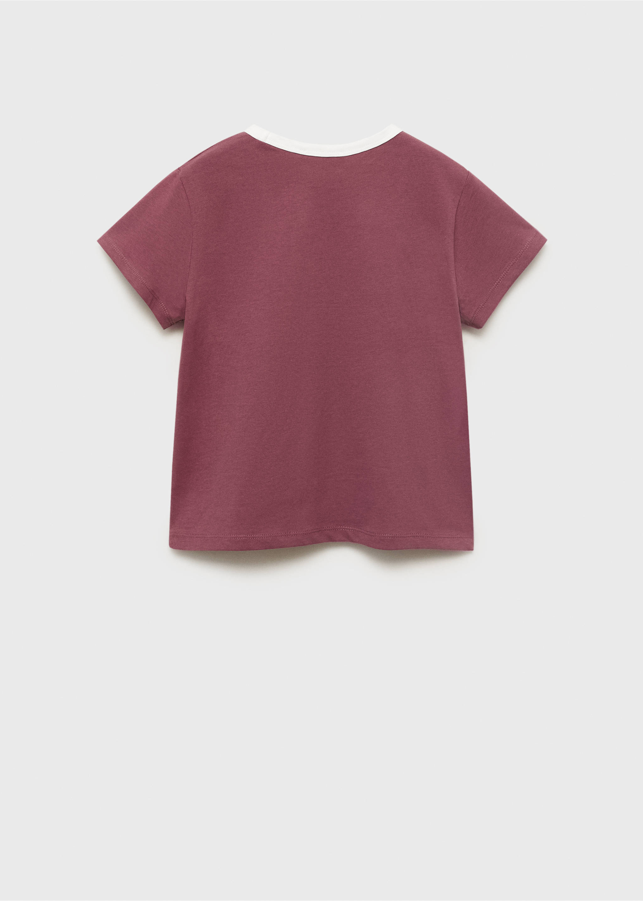 T-shirt with embroidered contrasting collar - Reverse of the article, Cherry. Ref: 17023284-00.