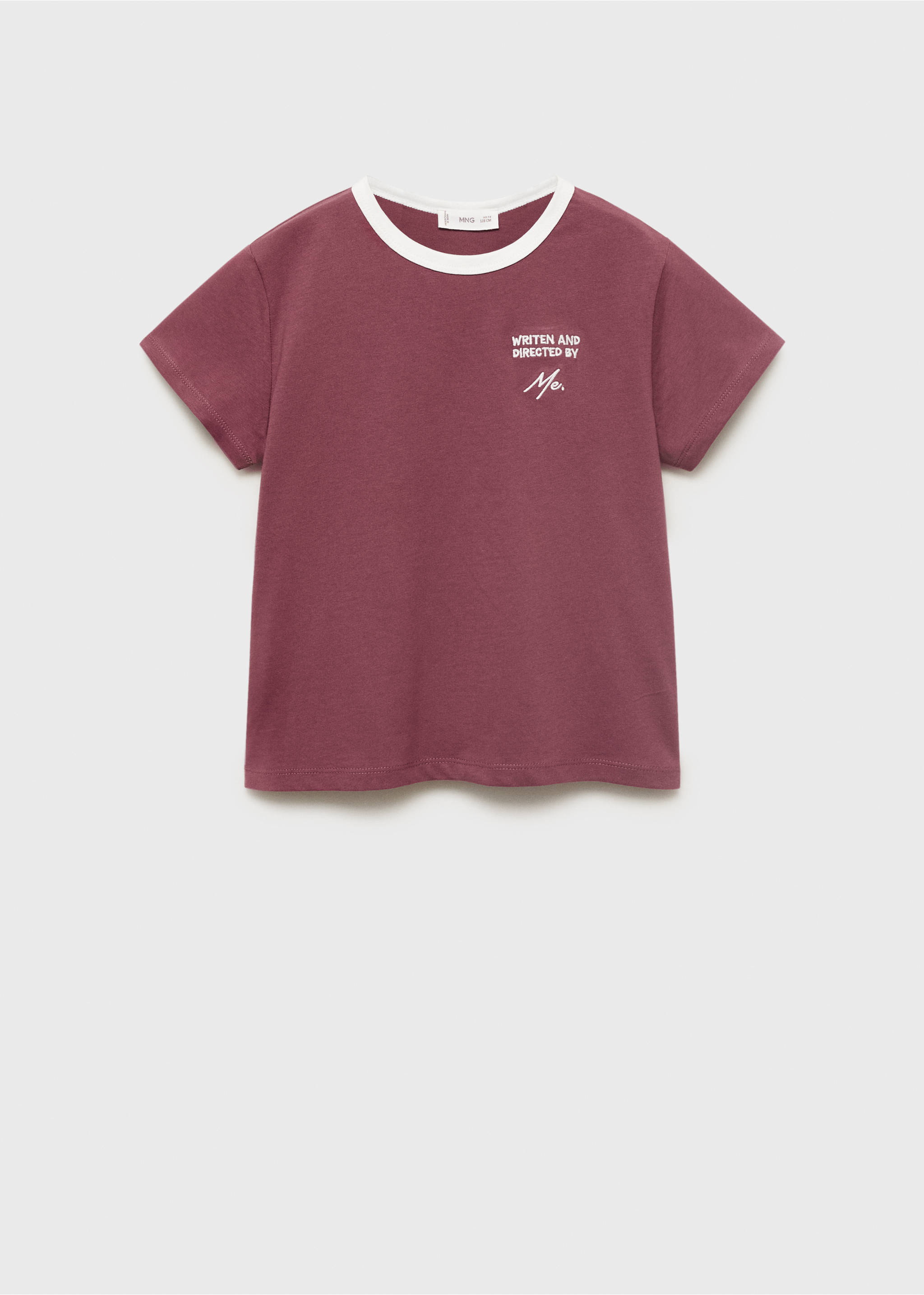 T-shirt with embroidered contrasting collar - Article without model, Cherry. Ref: 17023284-00.
