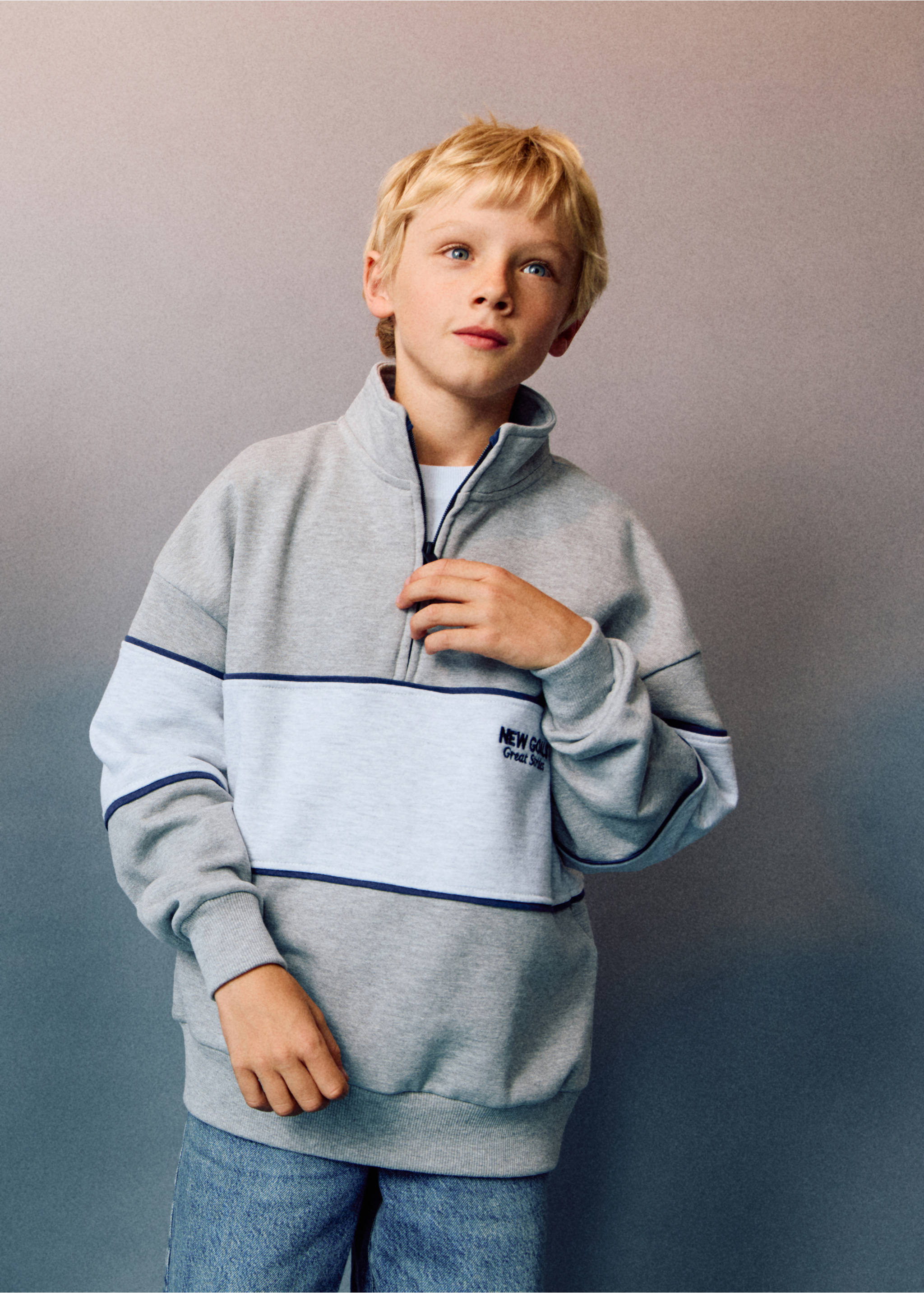 Perkins-neck sweatshirt - Details of the article 5, Medium Heather Grey. Ref: 17023286-00.