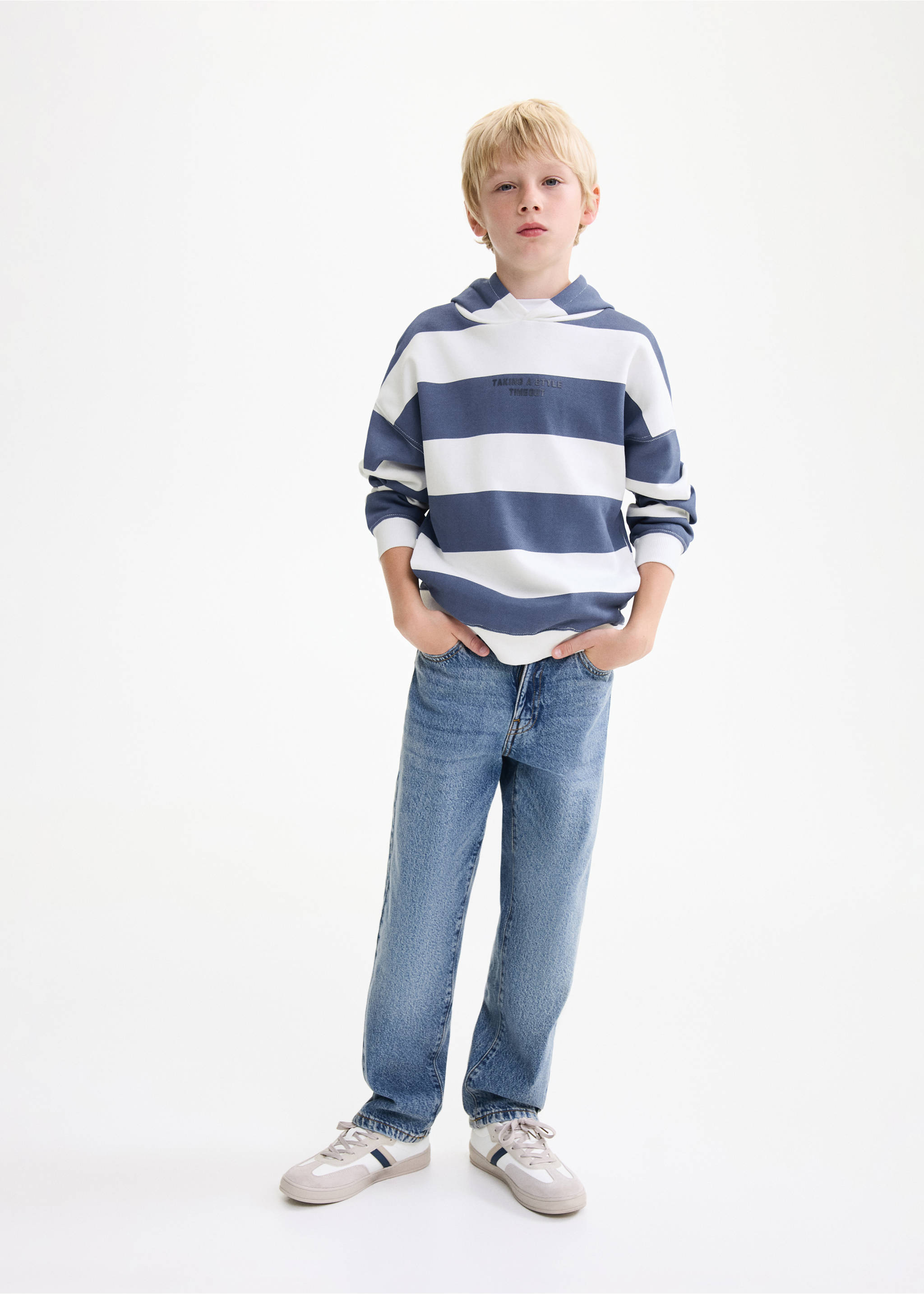 Striped hooded sweatshirt - General plane, Blue. Ref: 17023290-00.