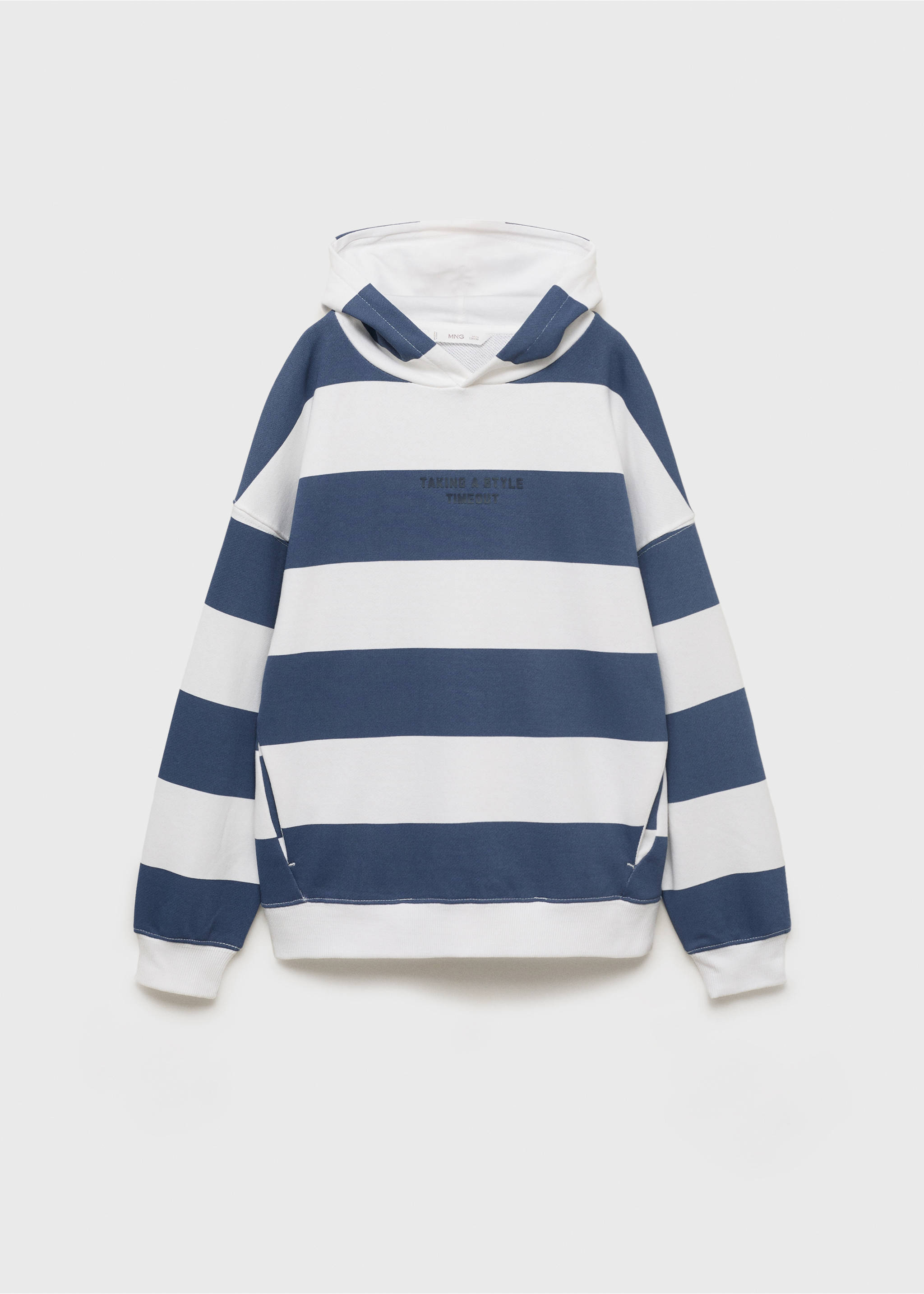 Striped hooded sweatshirt - Article without model, Blue. Ref: 17023290-00.