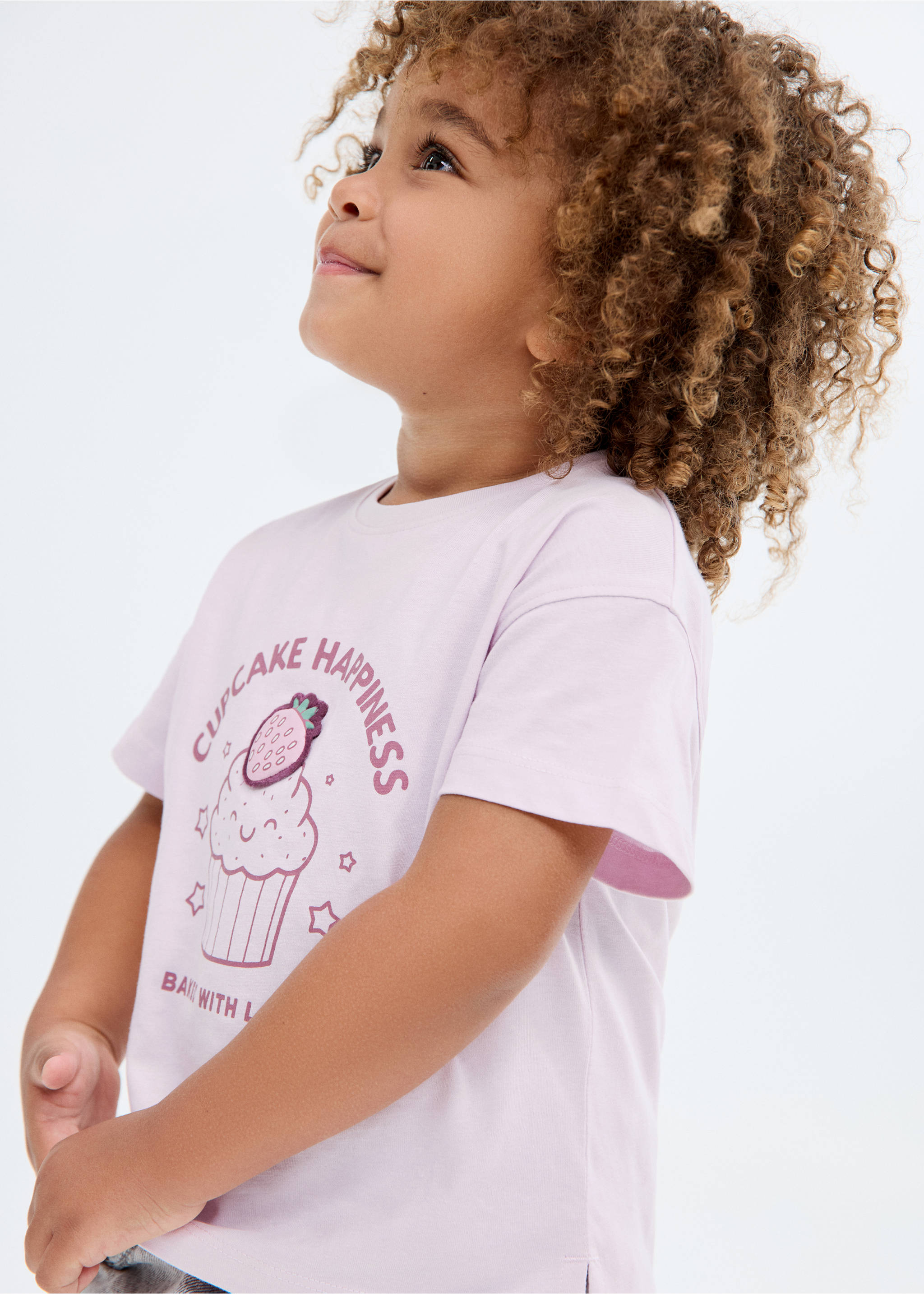 Embossed detail printed t-shirt - Medium plane, Lilac. Ref: 17023294-00.