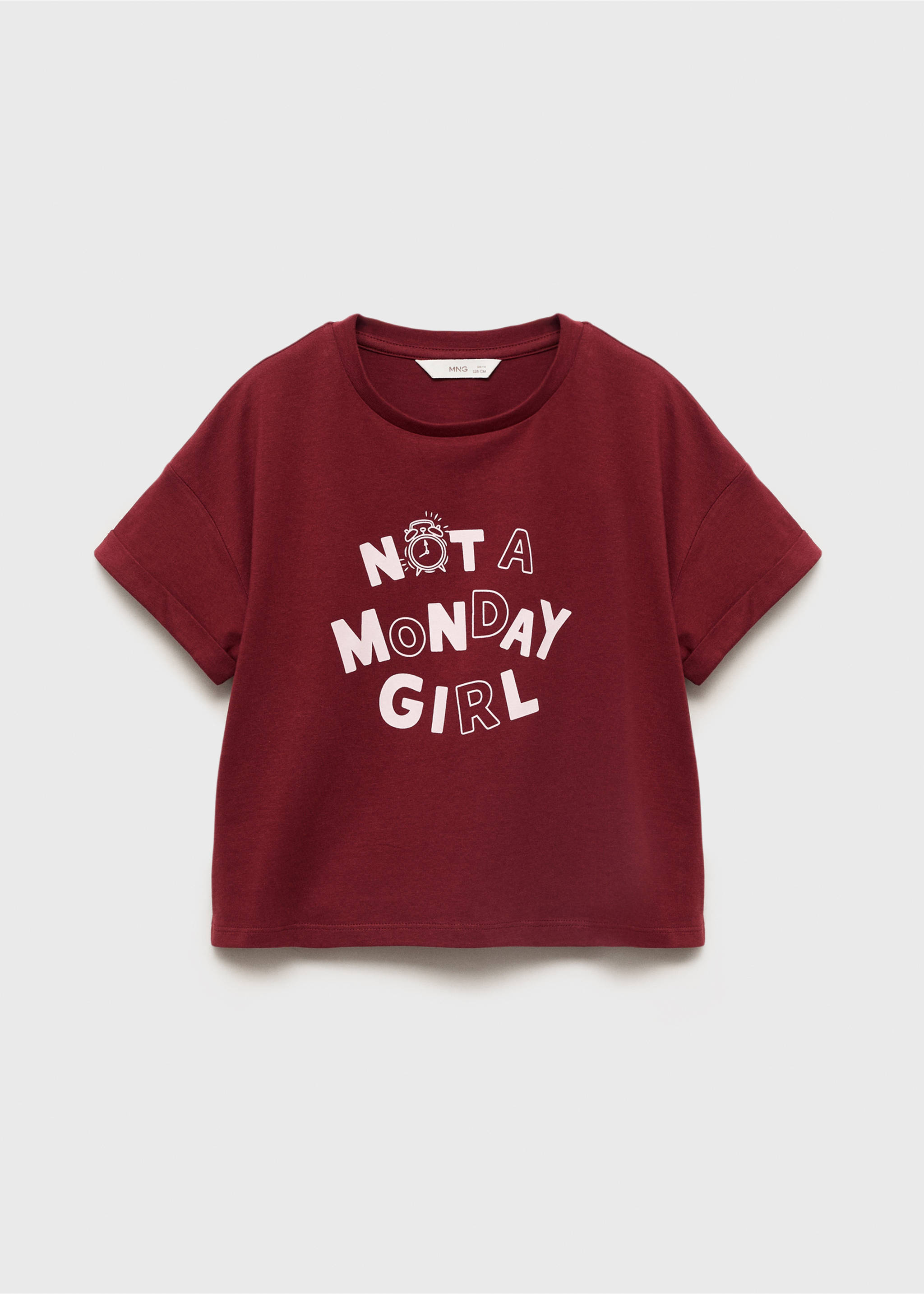 Short-sleeved printed t-shirt - Article without model, Maroon. Ref: 17023296-00.