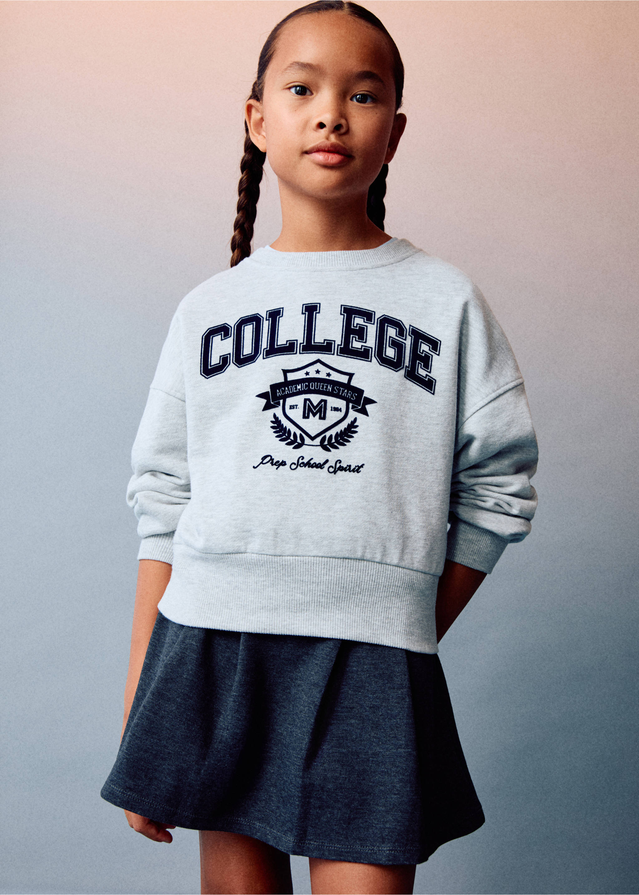 Monochrome college sweatshirt - Details of the article 3, Medium Heather Grey. Ref: 17023298-00.