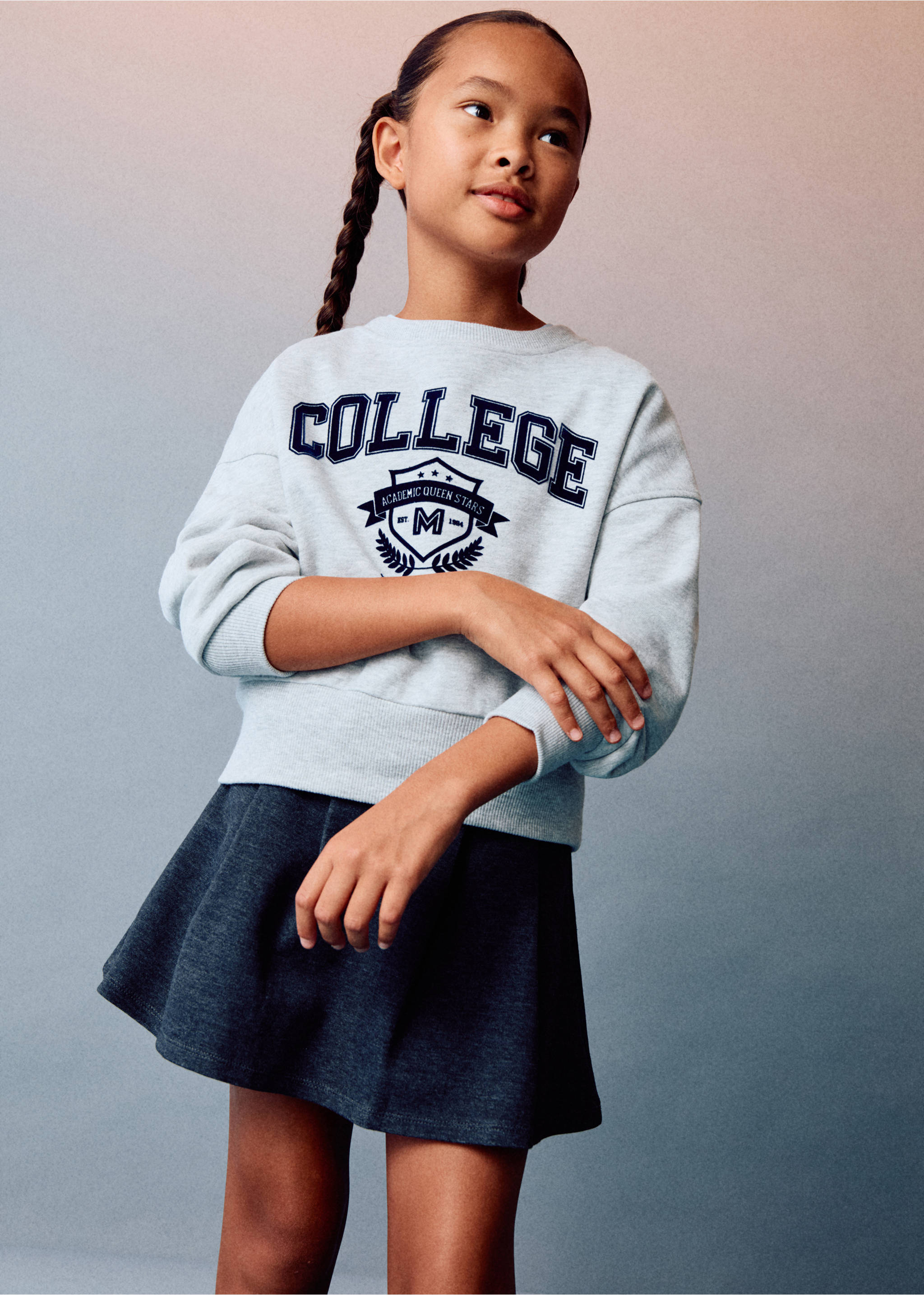 Monochrome college sweatshirt - Details of the article 5, Medium Heather Grey. Ref: 17023298-00.