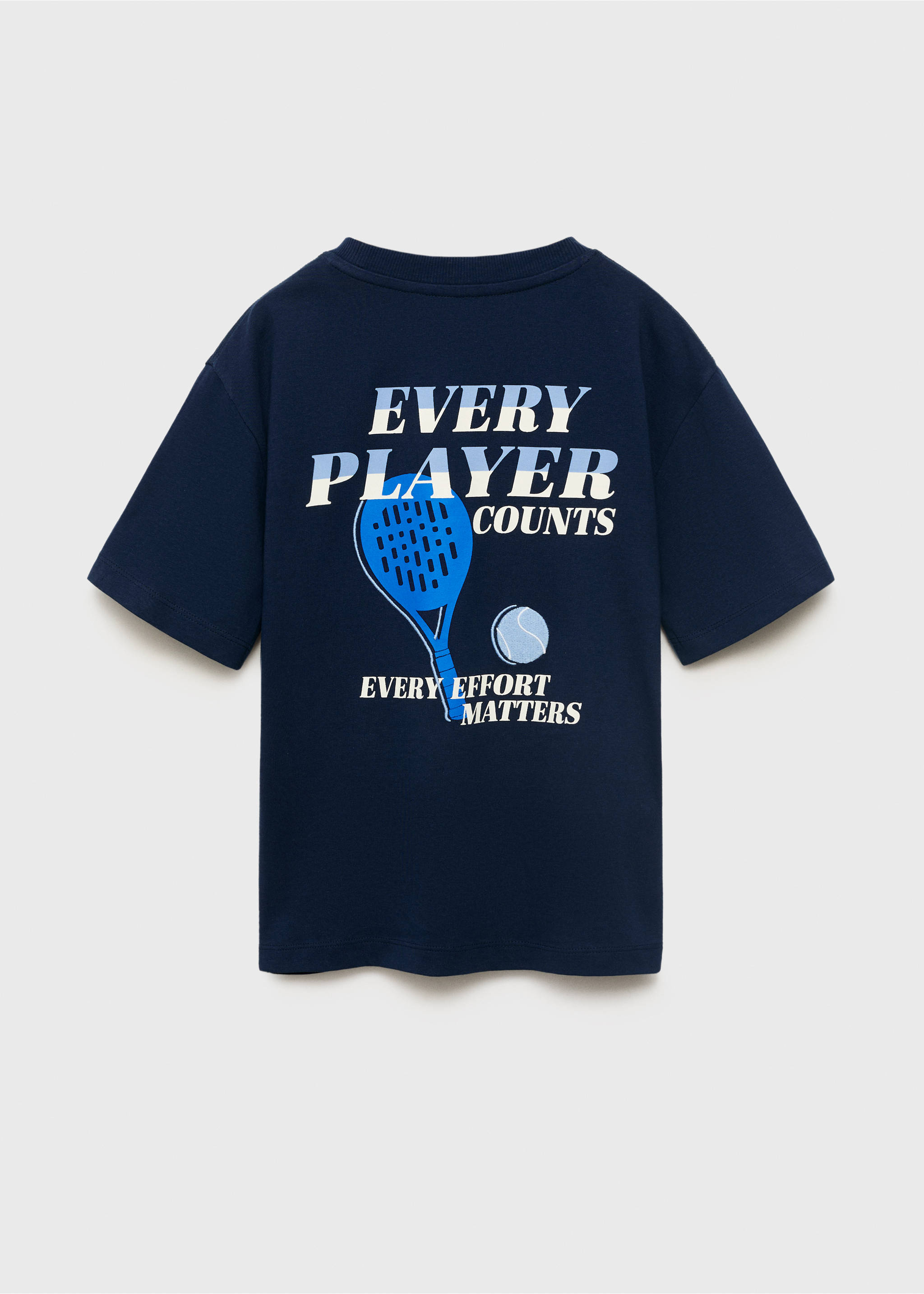 Short-sleeved printed t-shirt - Reverse of the article, Navy. Ref: 17023299-00.