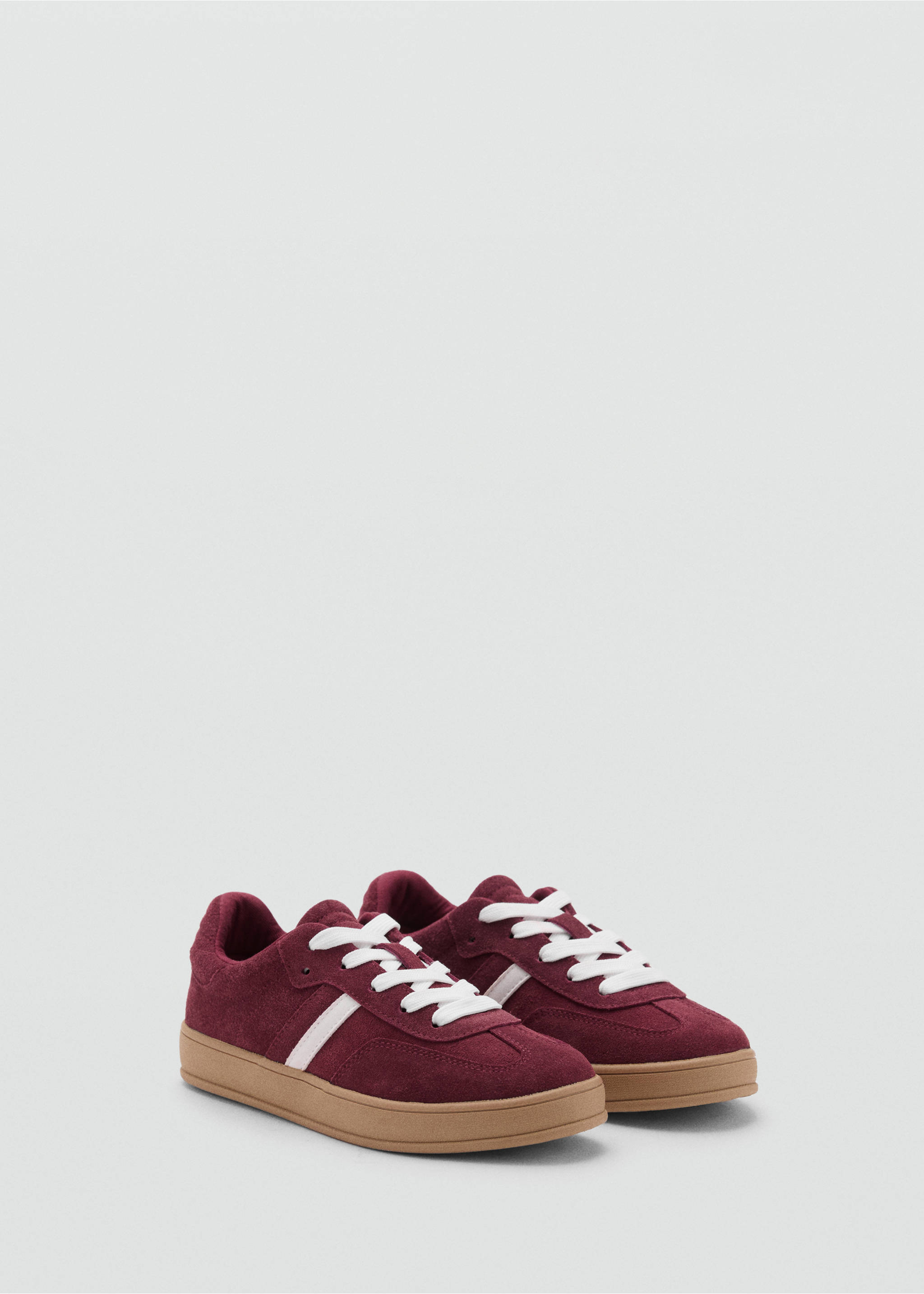 Leather mixed sneakers - Medium plane, Burgundy. Ref: 17023306-00.