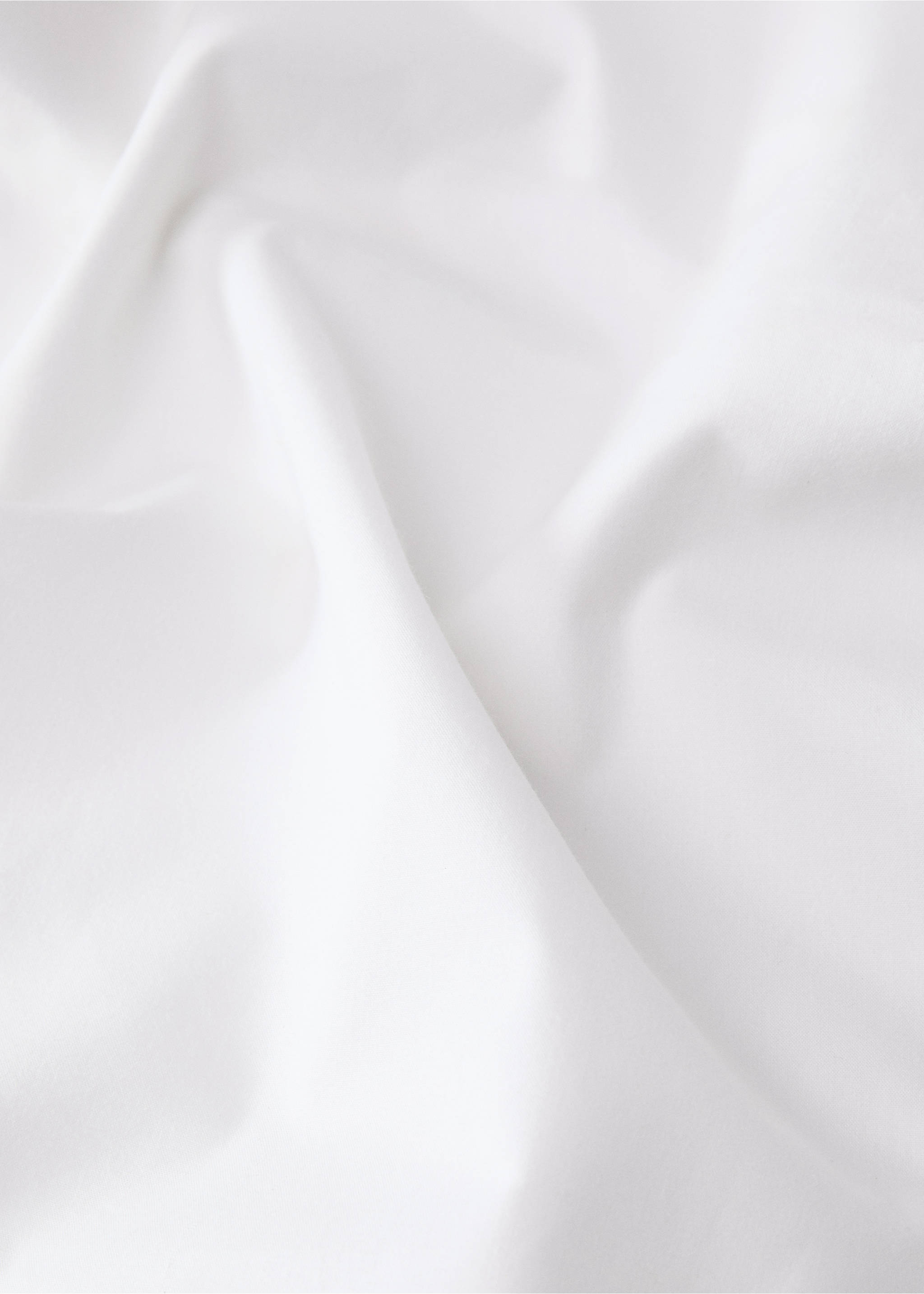 Cotton percale linen trim flat sheet Queen bed - Details of the article 3, White. Ref: 17023308-00.