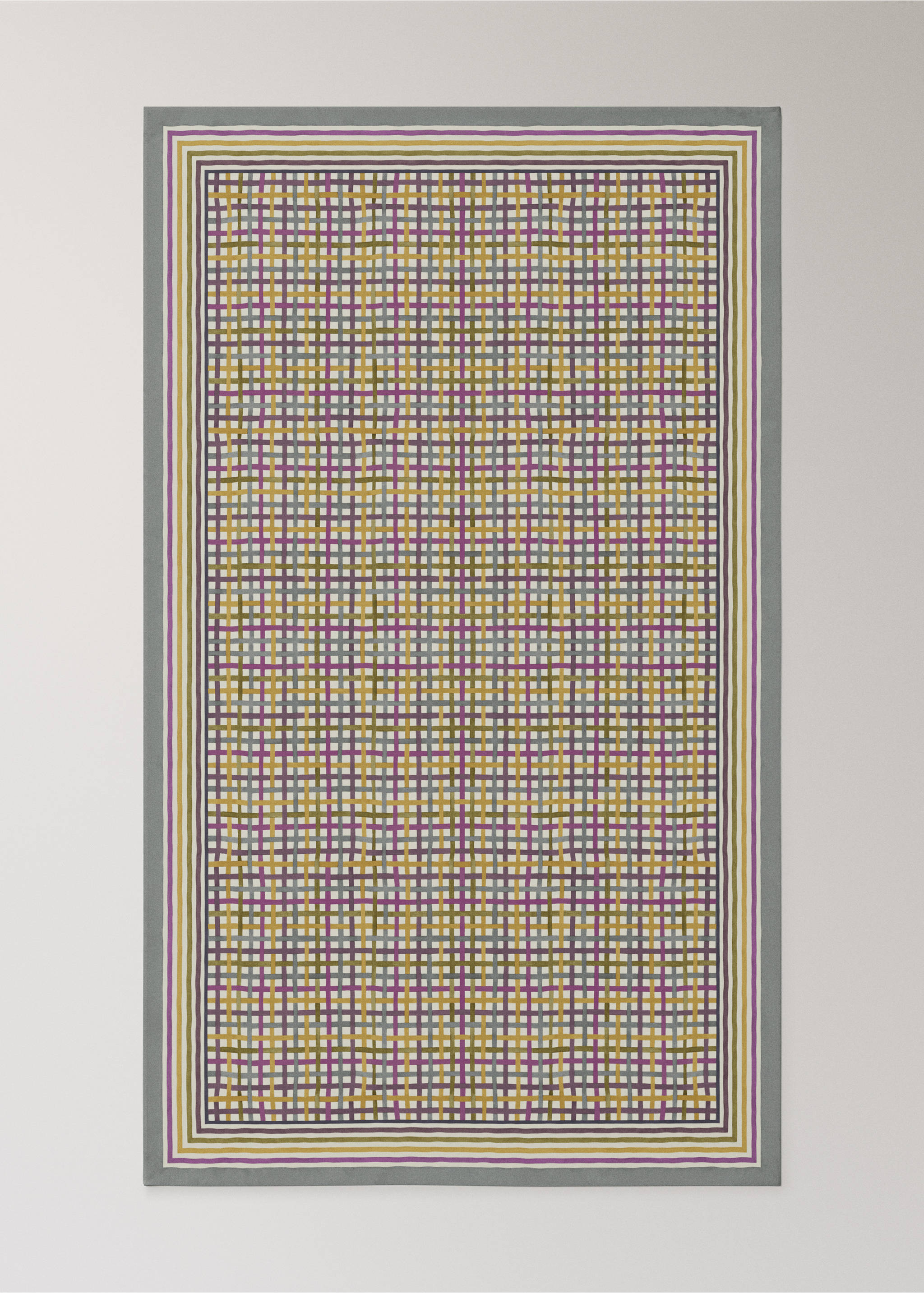 Multi-coloured check resin-coated tablecloth for 8 to 10 diners - Details of the article 3, Plum. Ref: 17023326-00.