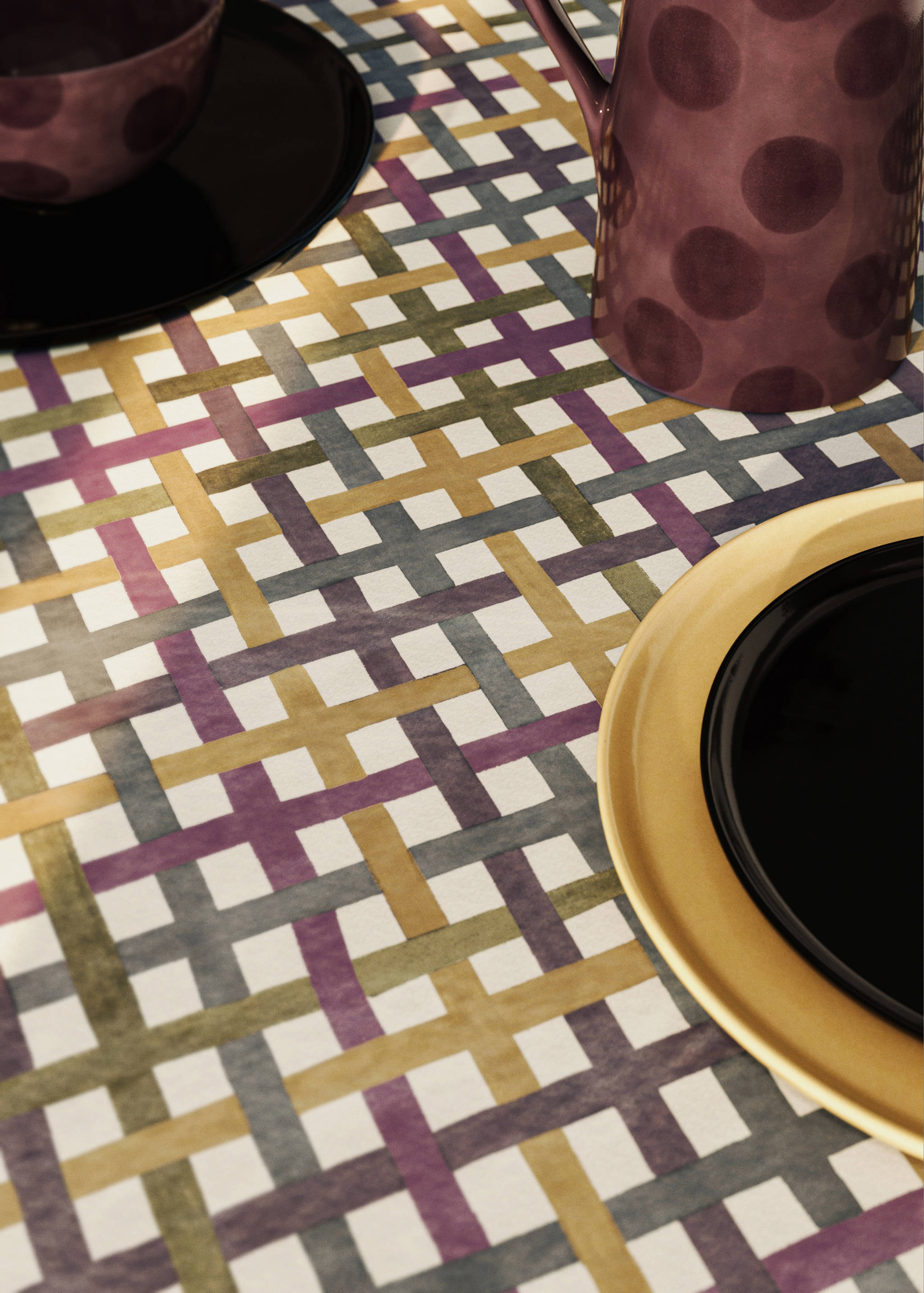 Multi-coloured check resin-coated tablecloth for 8 to 10 diners - Details of the article 6
