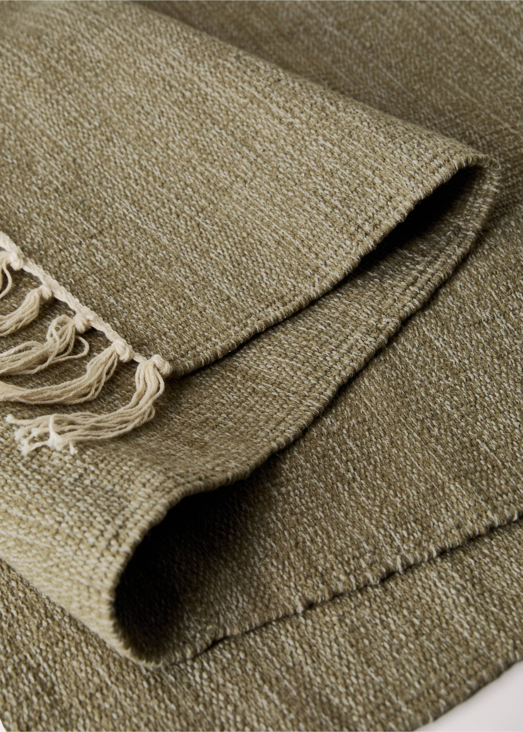 Melange cotton carpet - Details of the article 1, Green. Ref: 17023334-00.