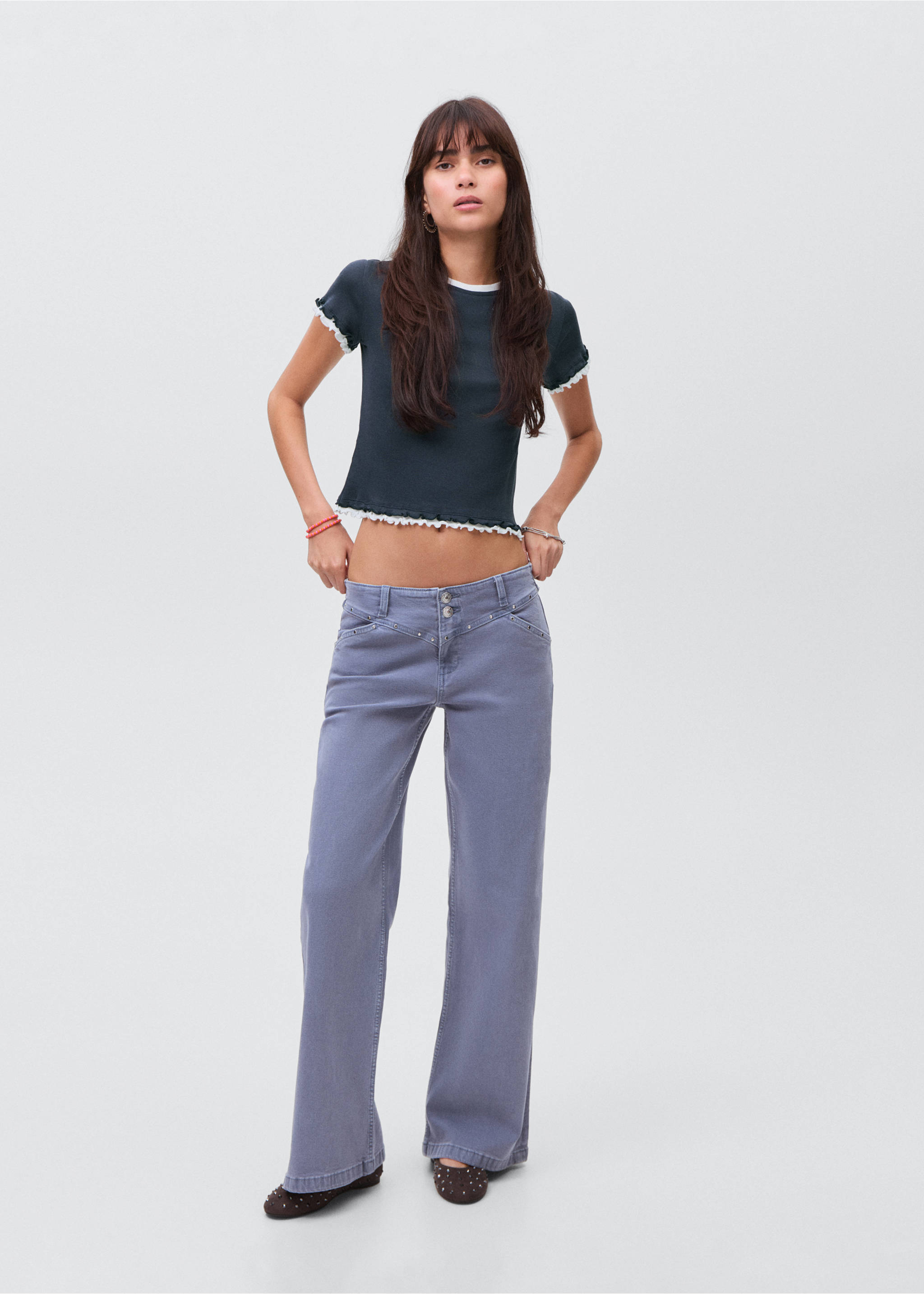 Organic cotton crop top - General plane, Navy. Ref: 17023336-00.