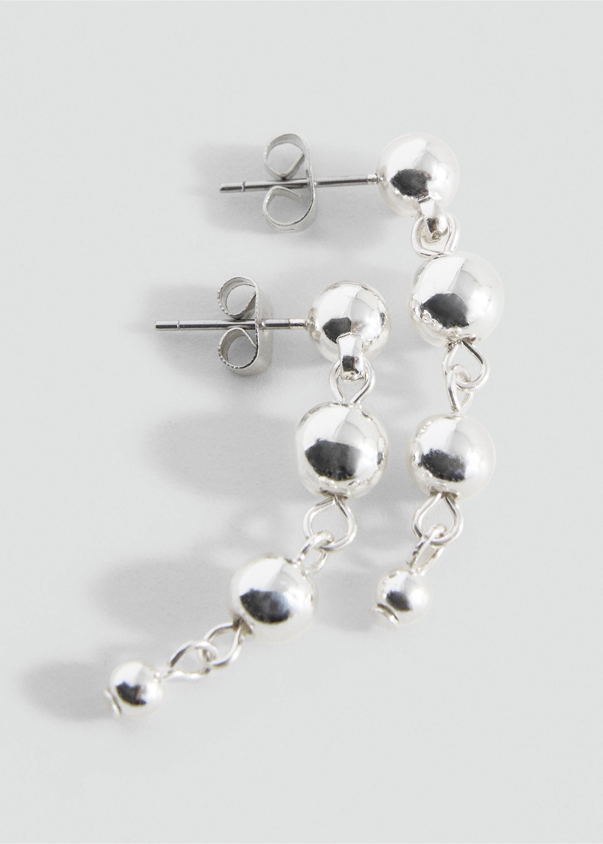 Beaded drop earrings - Medium plane, Silver. Ref: 17023815-00.