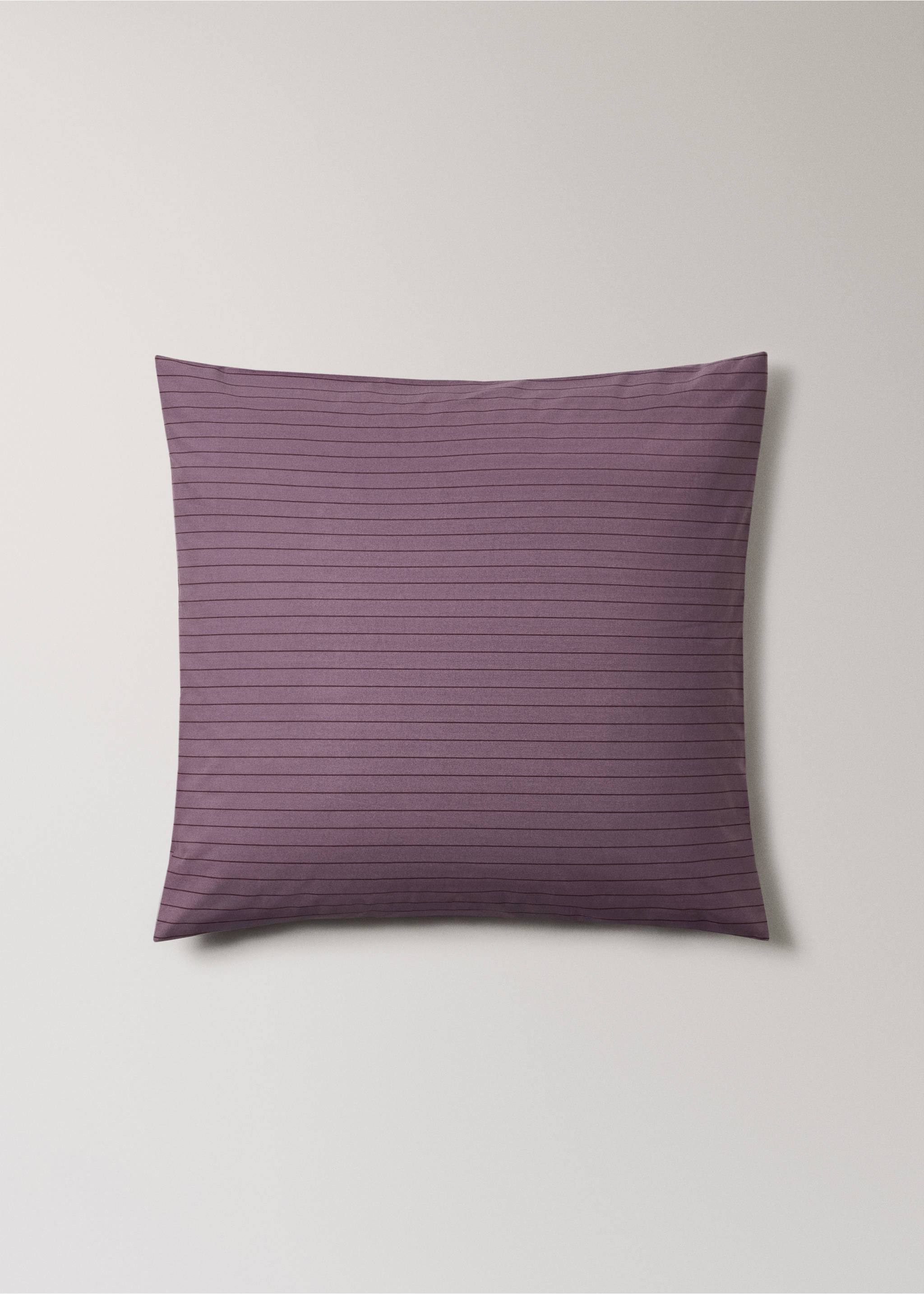 Two percale cotton striped pillowcases 60x60cm - Article without model, Plum. Ref: 17023821-00.