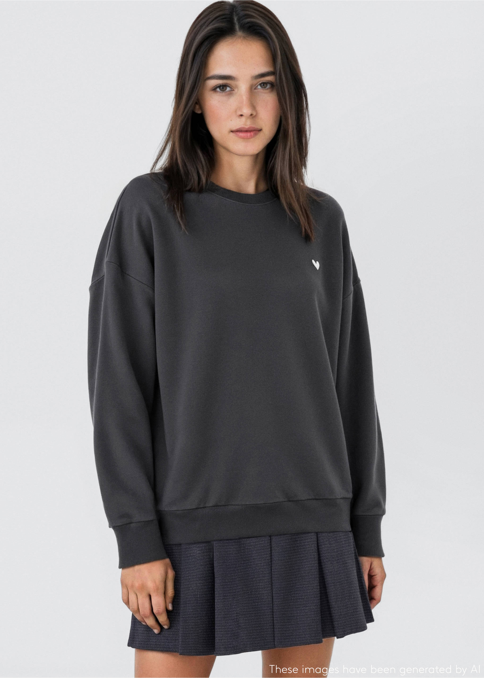 Embroidered message sweatshirt - Medium plane, Charcoal. Ref: 17024075-00.