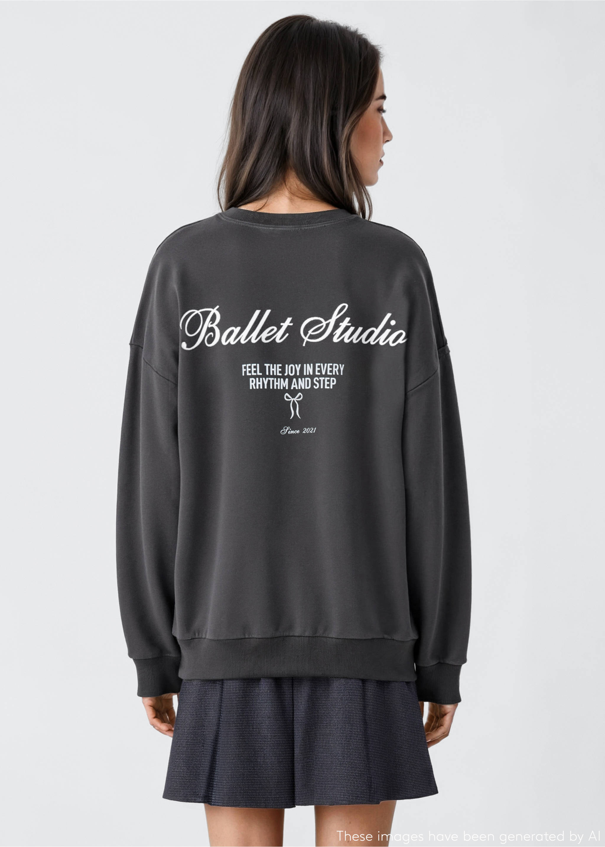 Embroidered message sweatshirt - Reverse of the article, Charcoal. Ref: 17024075-00.