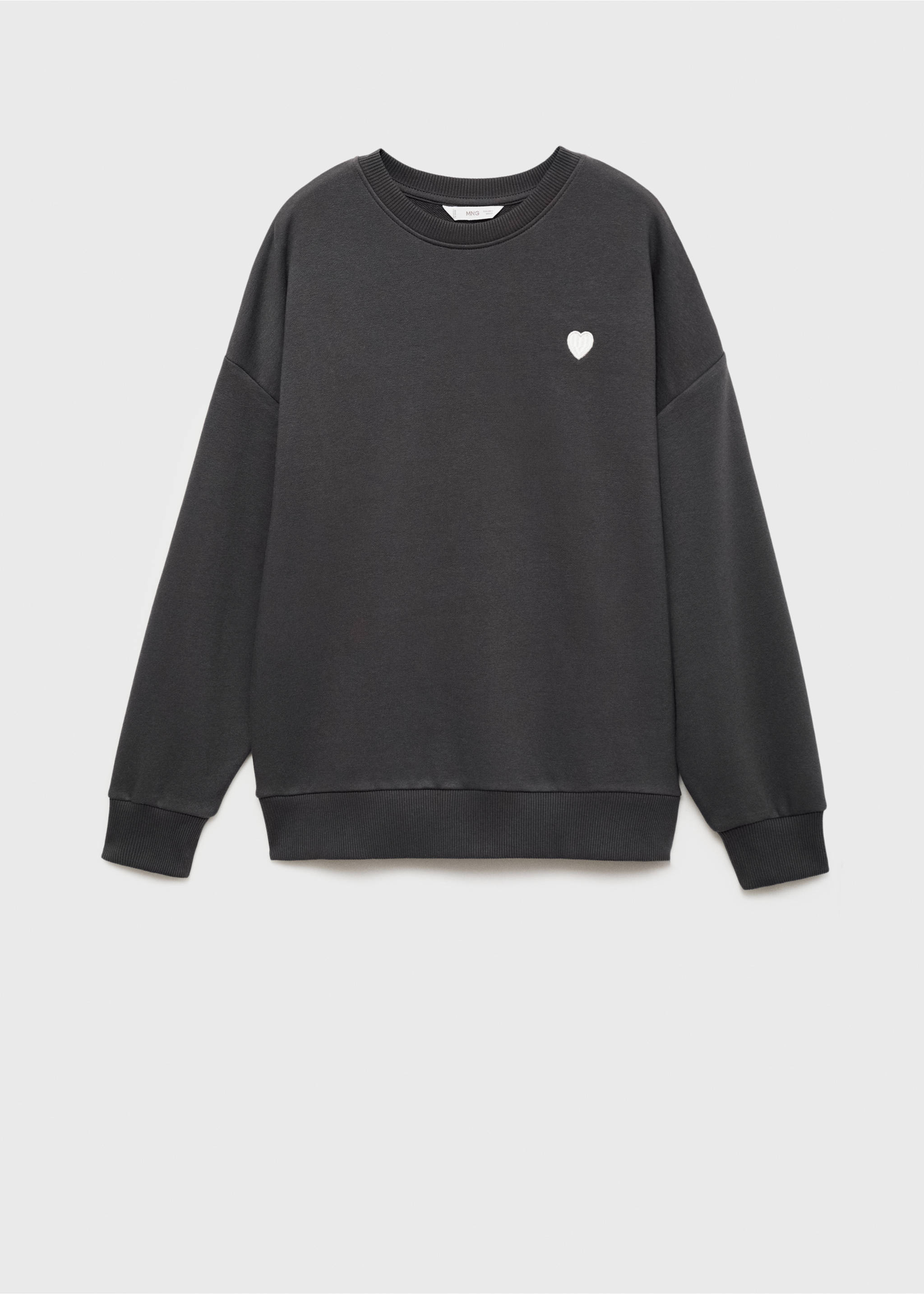 Embroidered message sweatshirt - Article without model, Charcoal. Ref: 17024075-00.