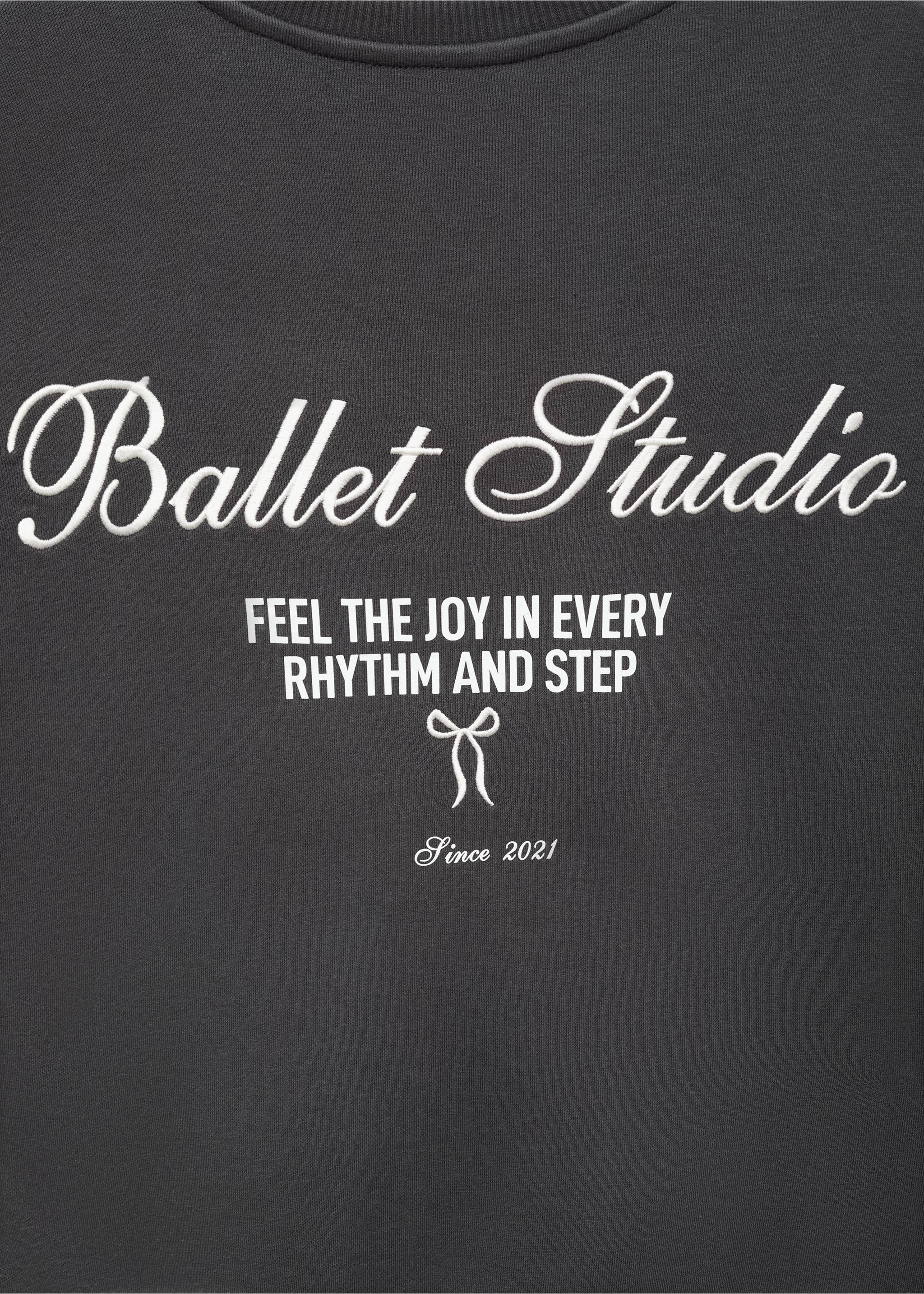 Embroidered message sweatshirt - Details of the article 0, Charcoal. Ref: 17024075-00.