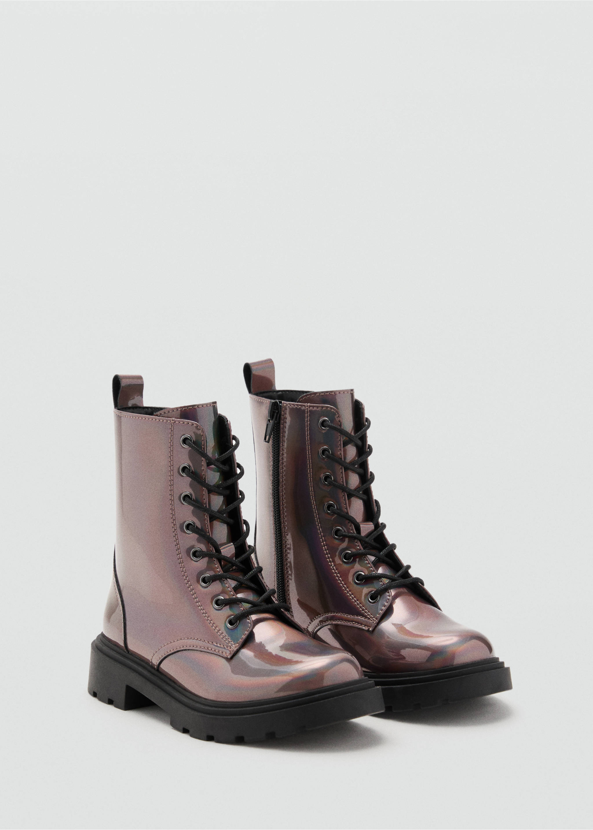 Zipped metallic boots - Medium plane, Maroon. Ref: 17024078-00.