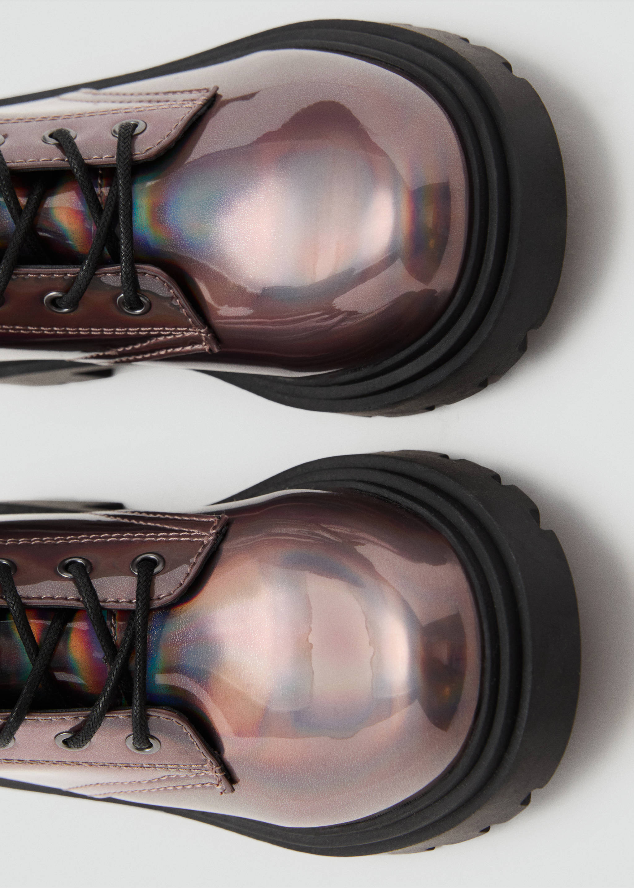 Zipped metallic boots - Details of the article 3, Maroon. Ref: 17024078-00.